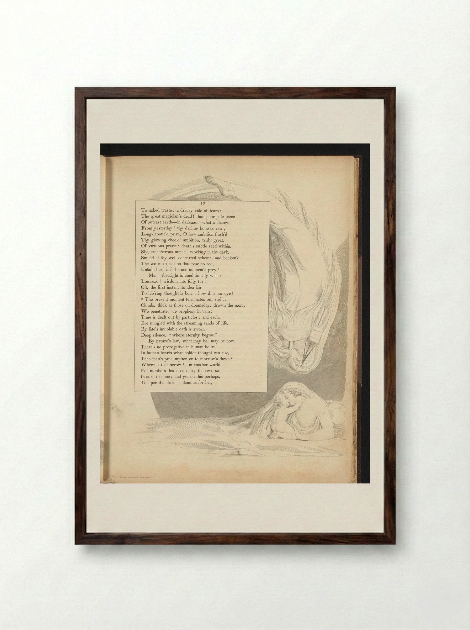 Illustration to Night Thoughts, Page 13 - William Blake - Framed Print Dark Wood