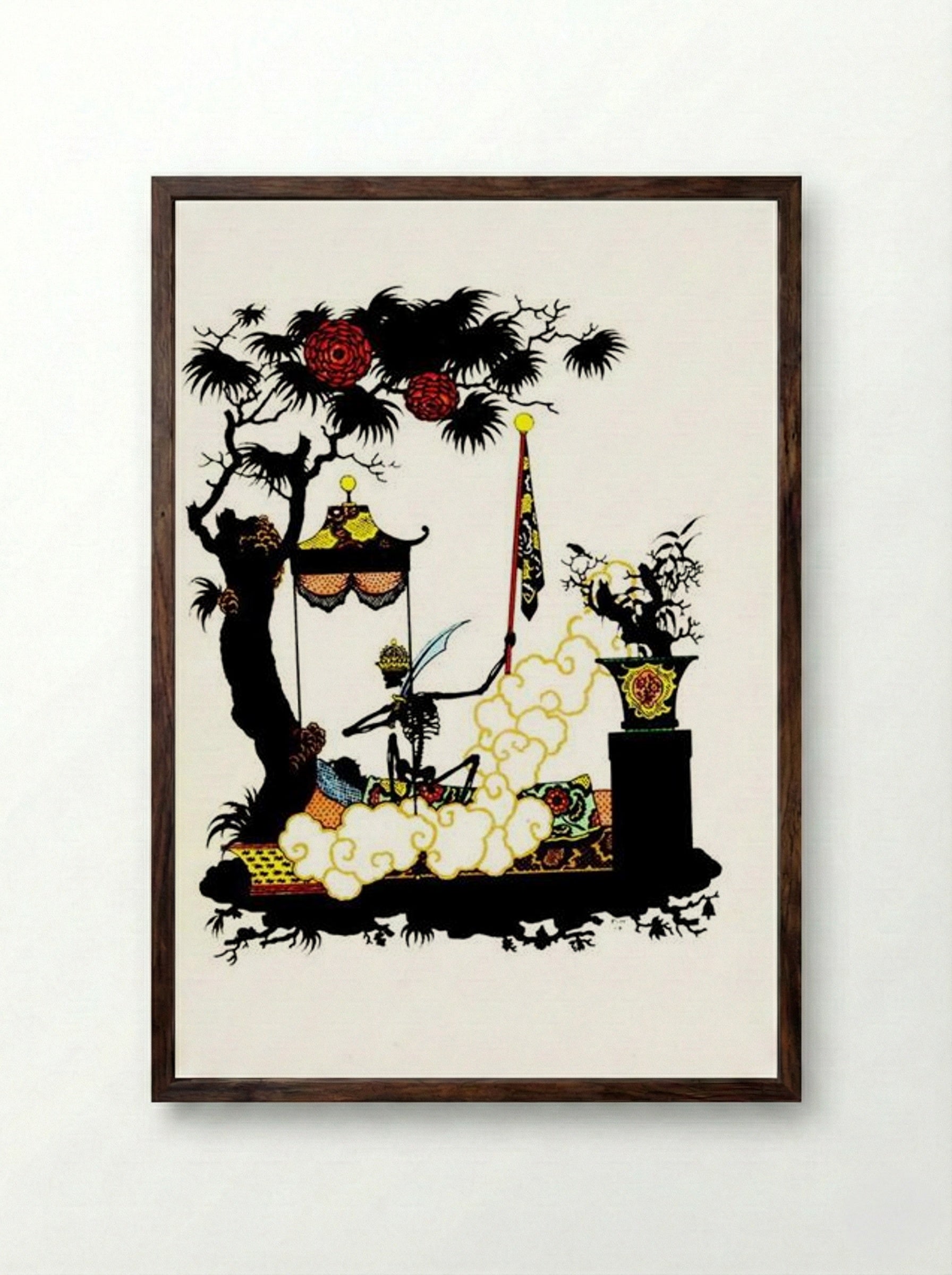 Illustration to 'The Nightingale' - Heorhiy Narbut - Framed Print Dark Wood
