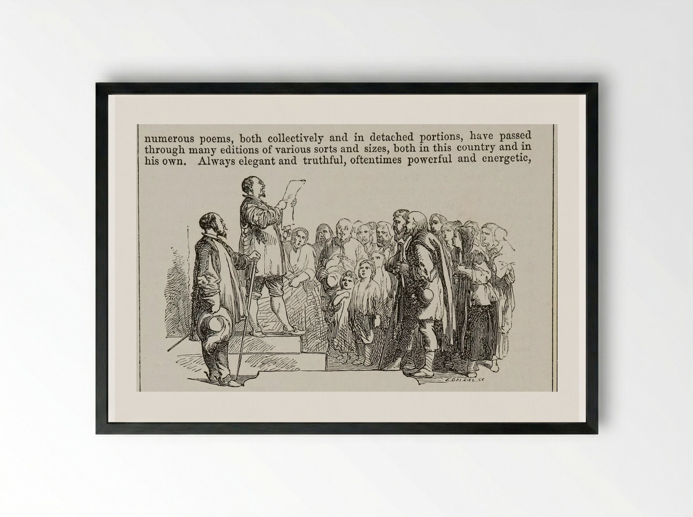 Illustration to The Poetical Works of Longfellow - Edward Dalziel - Framed Print Black