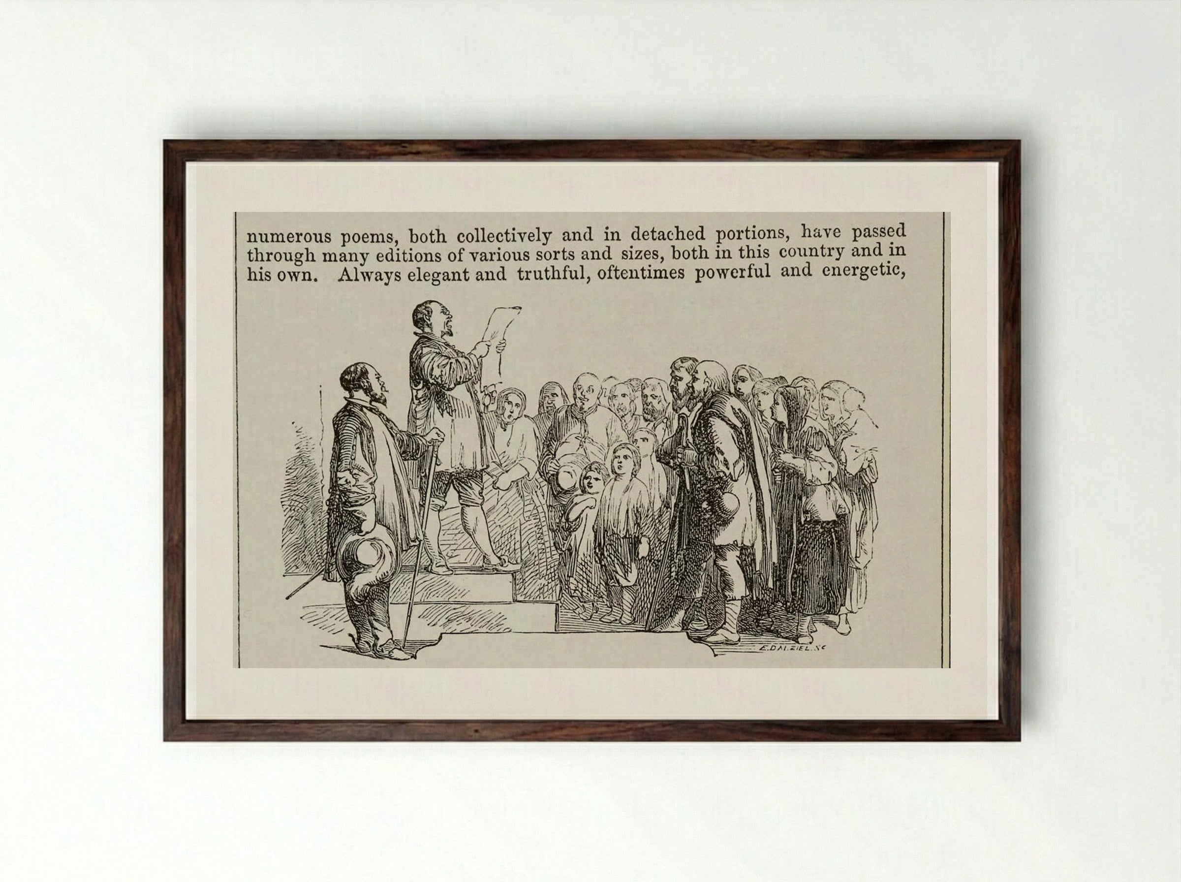 Illustration to The Poetical Works of Longfellow - Edward Dalziel - Framed Print Dark Wood
