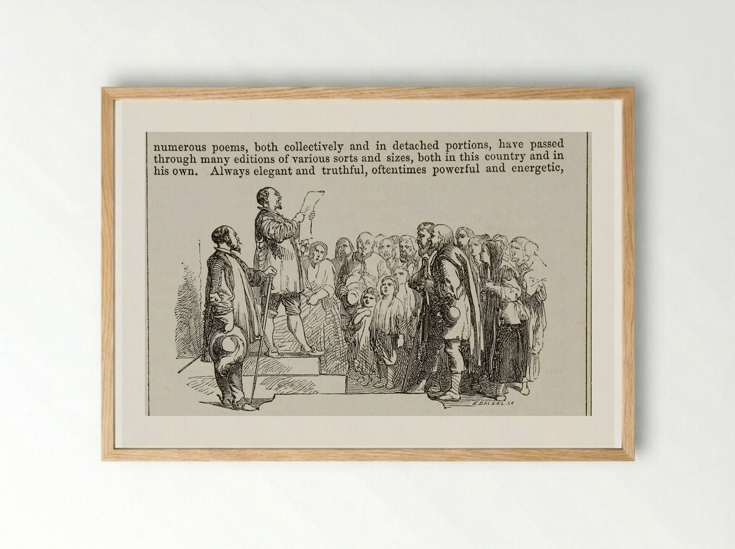 Illustration to The Poetical Works of Longfellow - Edward Dalziel - Framed Print Wood