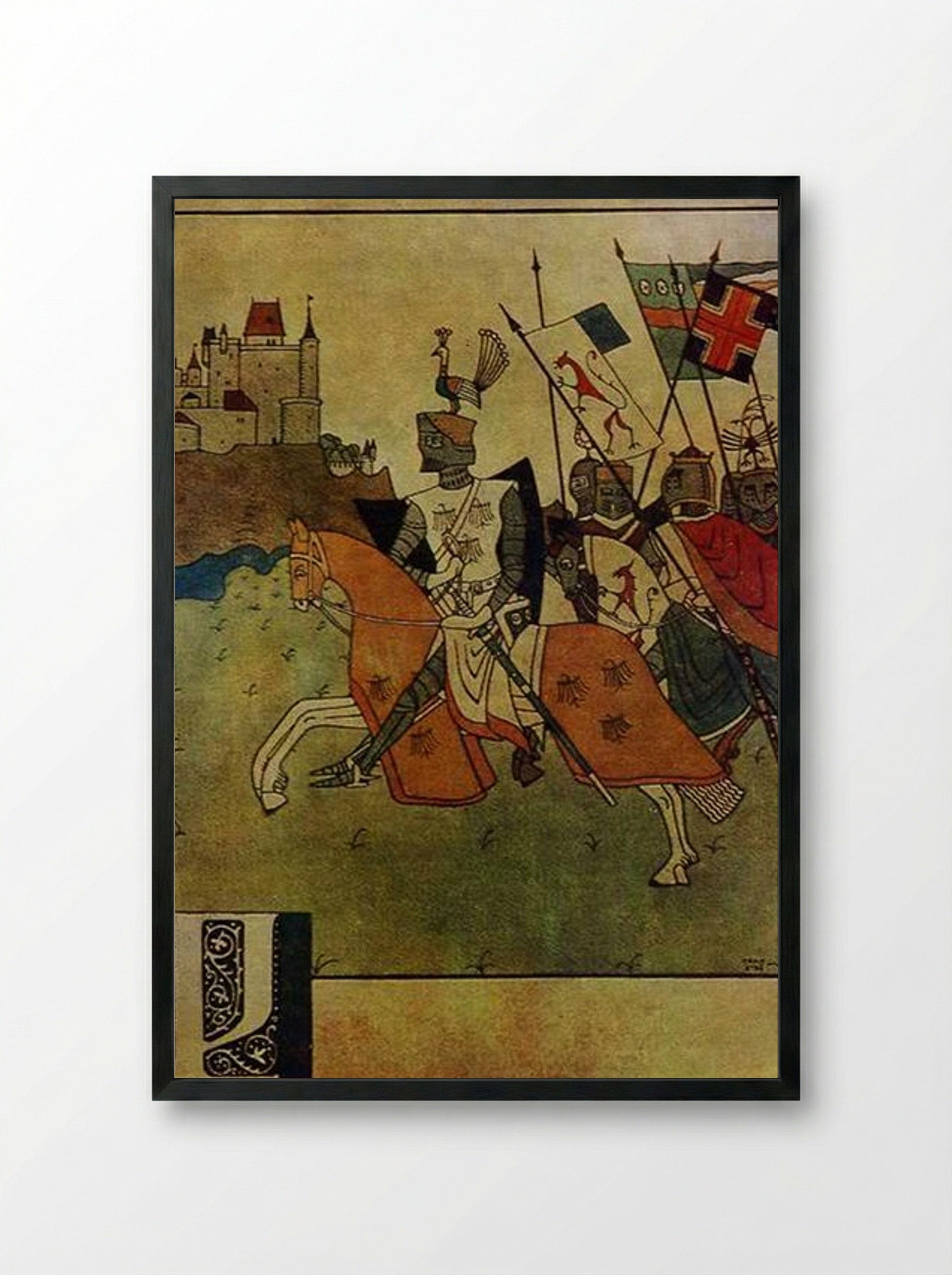 Illustration to 'The Song of Roland' - Heorhiy Narbut - Framed Print Black