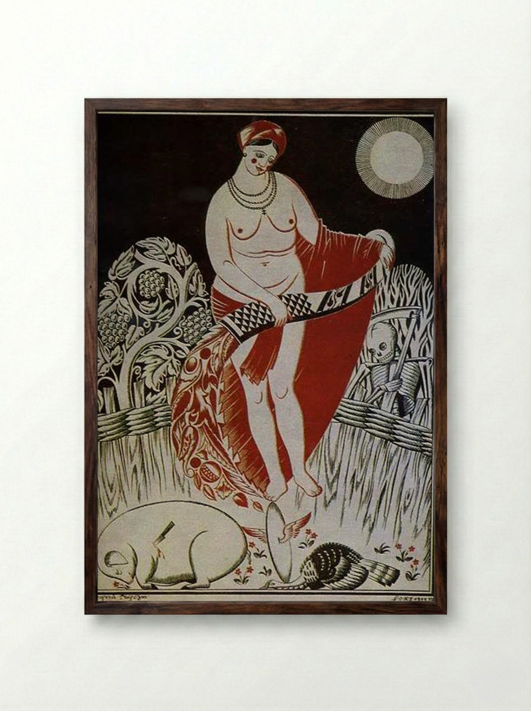 Illustration to Volodymyr Narbut's poem 'Before the Easter' - Heorhiy Narbut - Framed Print Dark Wood