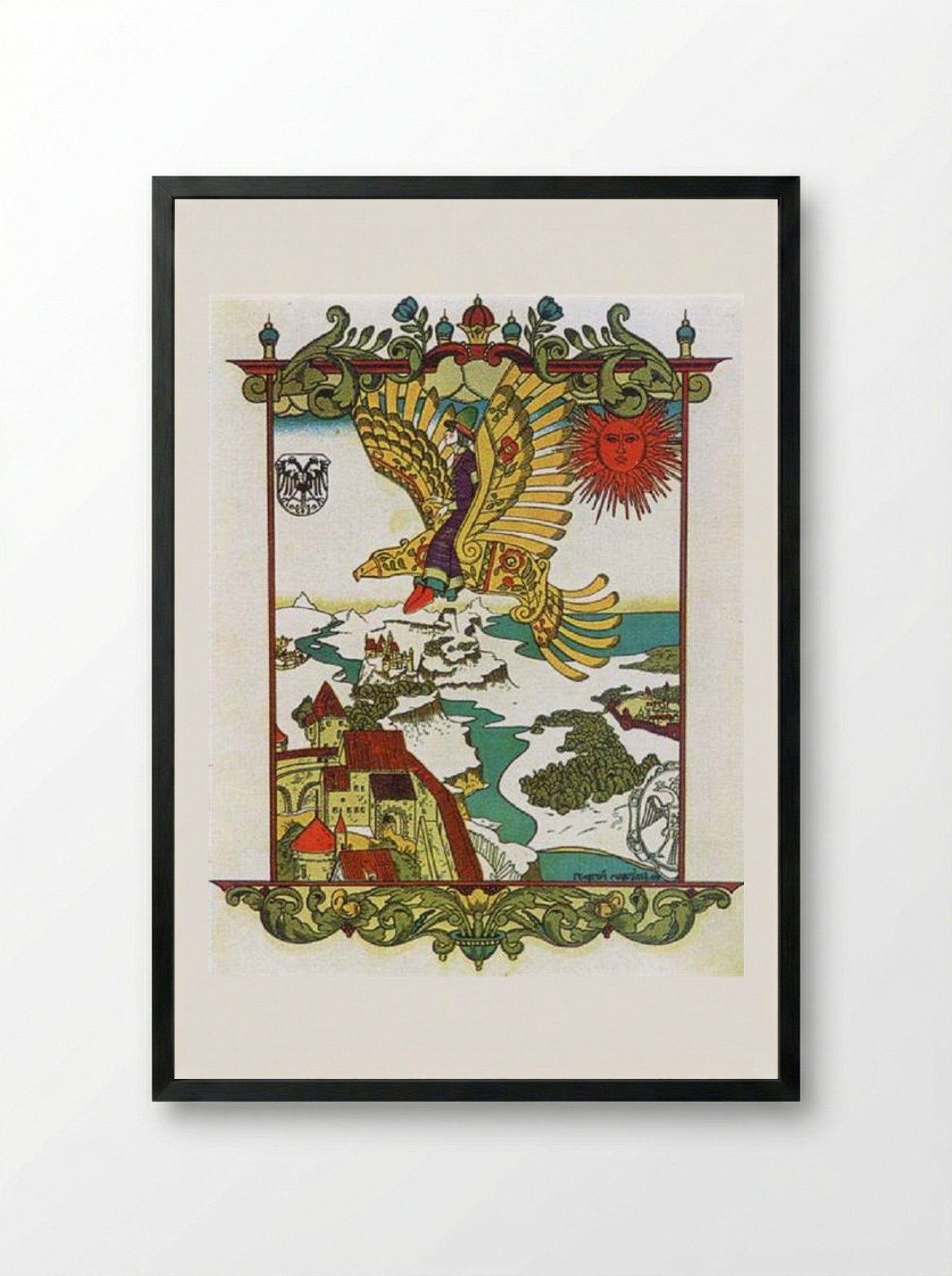 Illustration to 'Wooden Eagle' - Heorhiy Narbut - Framed Print Black