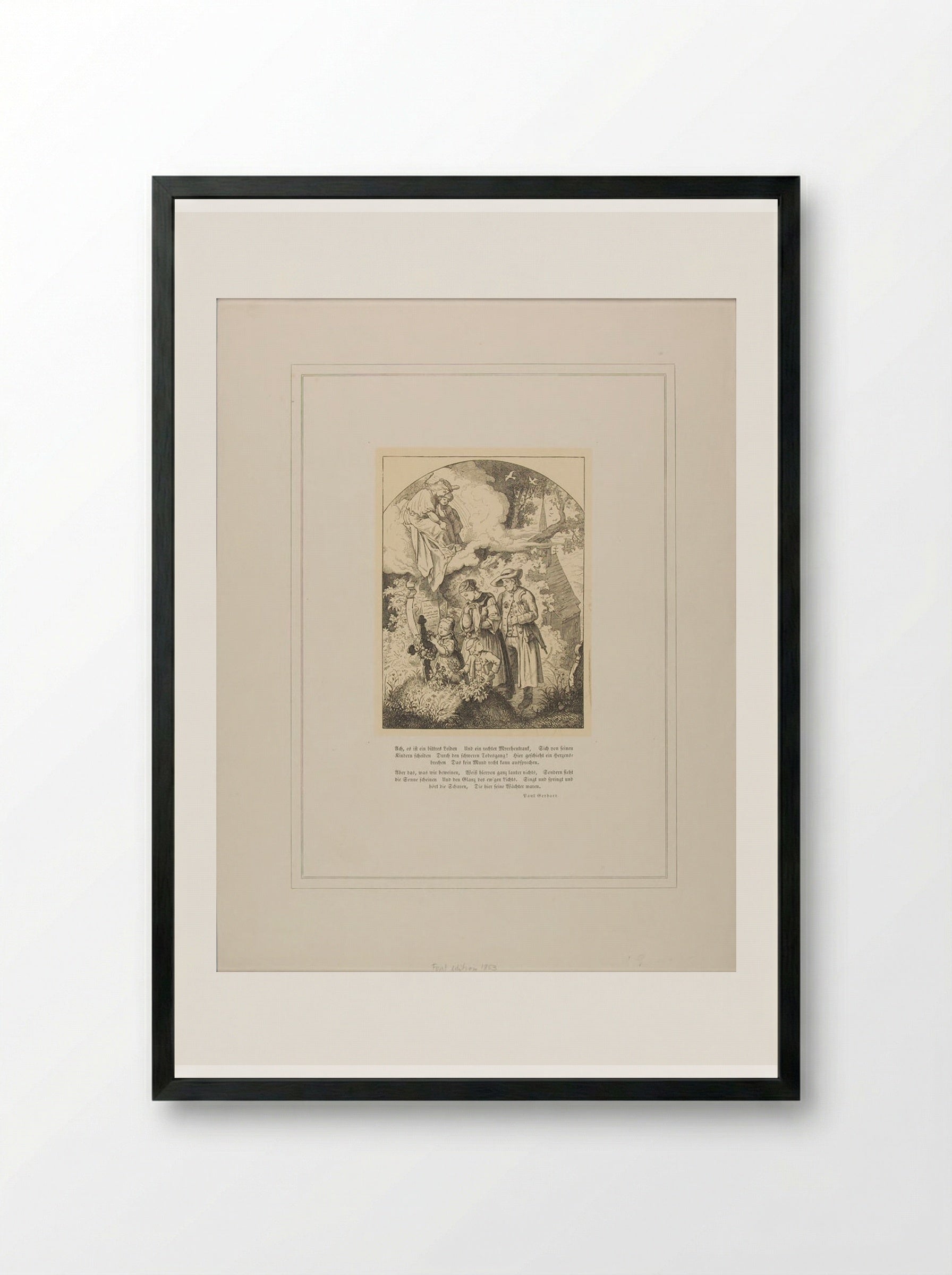 Illustration to a Poem by Paul Gerhard - Adrian Ludwig Richter - Framed Print Black