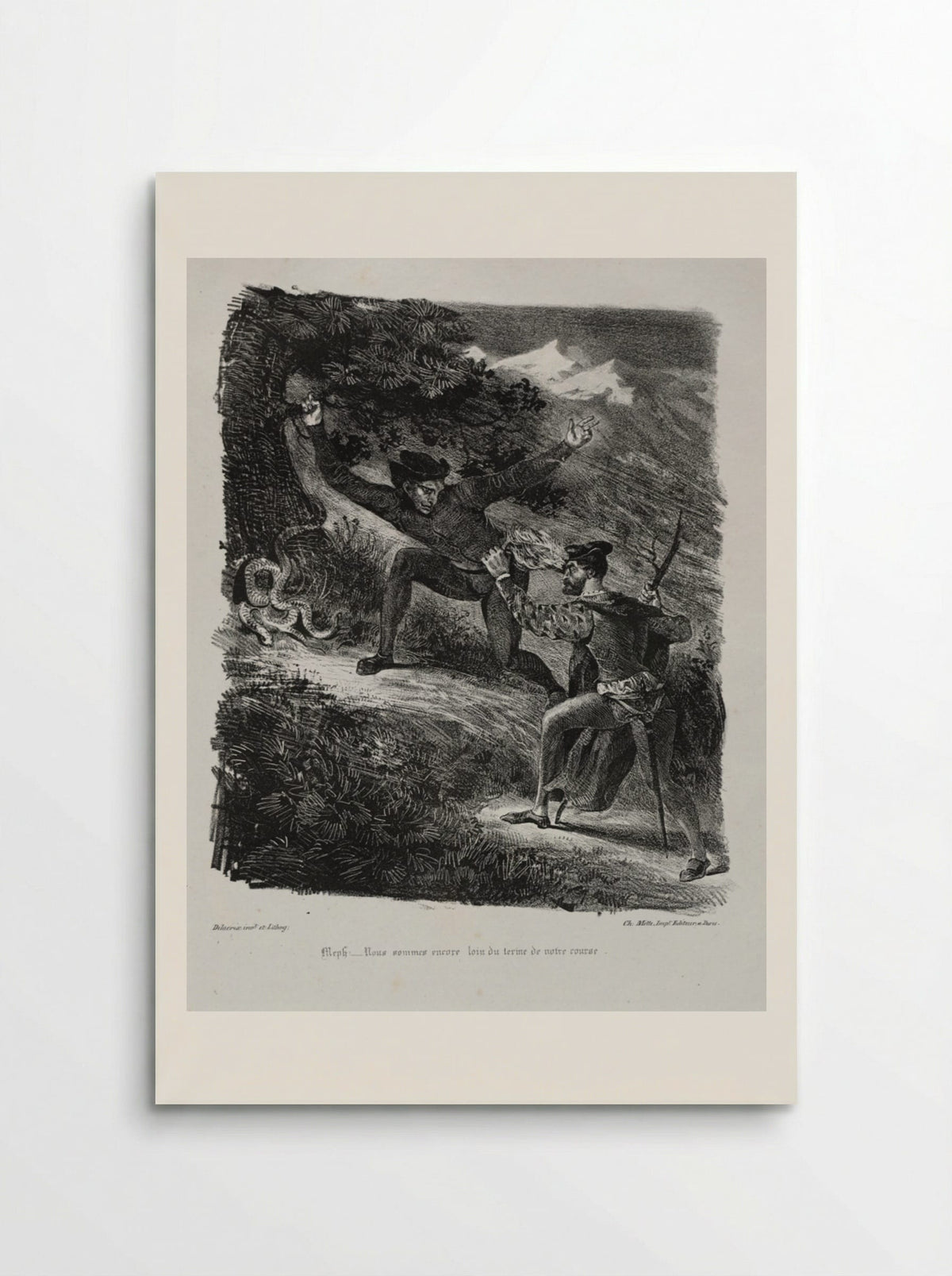 Illustrations for Faust: Faust and Méphistophélés in the mountains of the Hartz - Eugène Delacroix - Poster