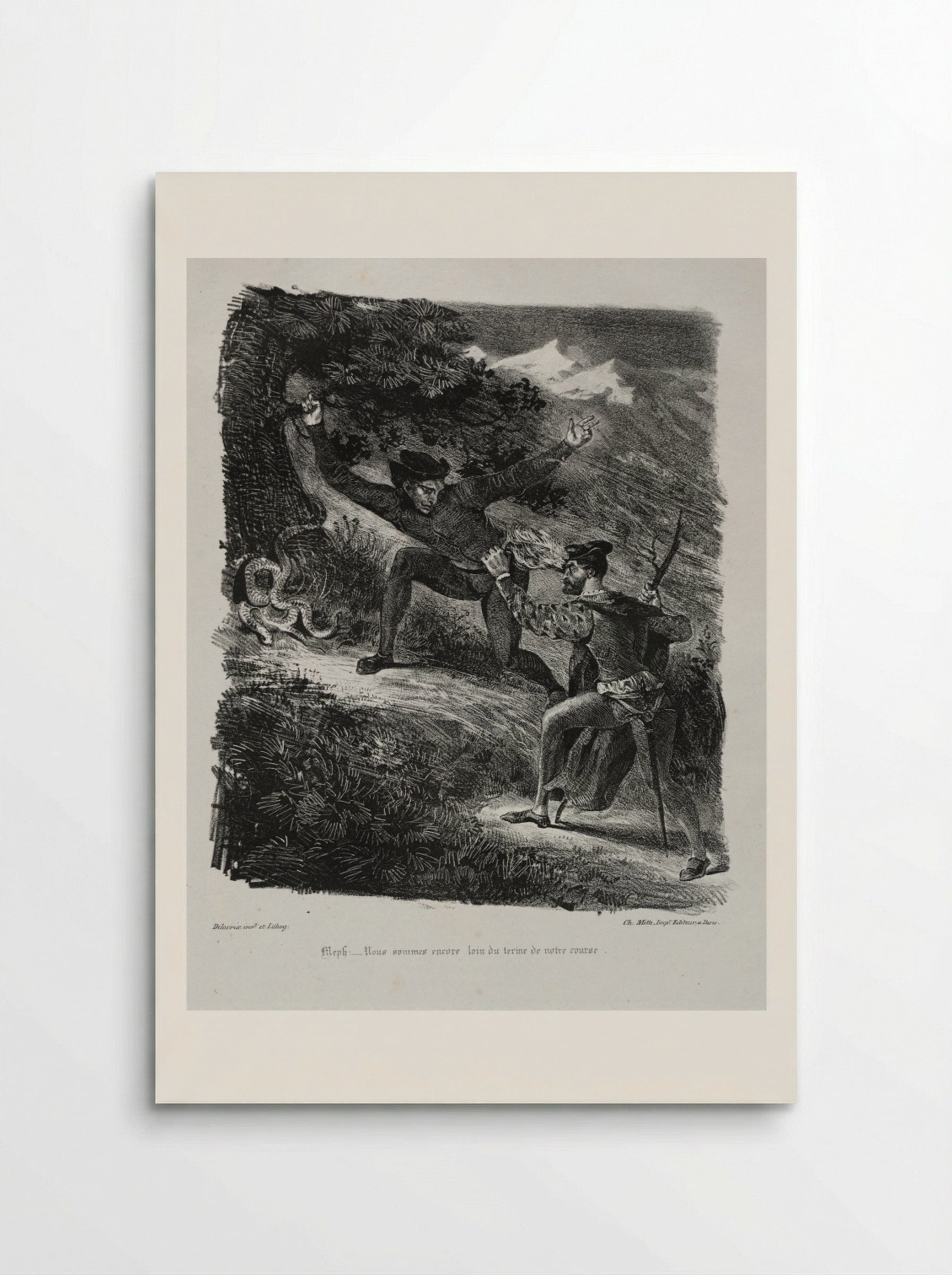 Illustrations for Faust: Faust and Méphistophélés in the mountains of the Hartz - Eugène Delacroix - Poster
