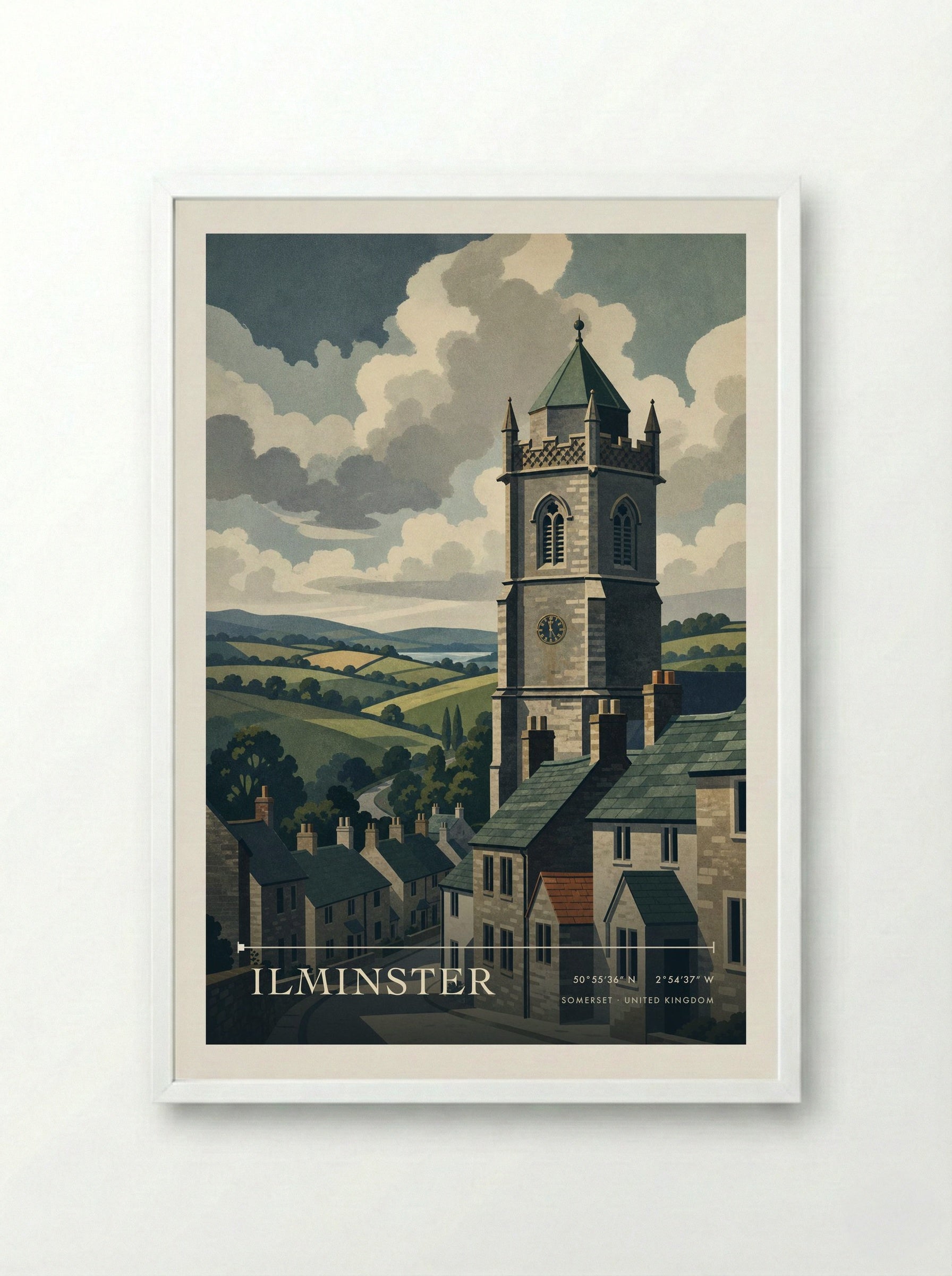 Ilminster Somerset United Kingdom Travel Poster - Framed Print White