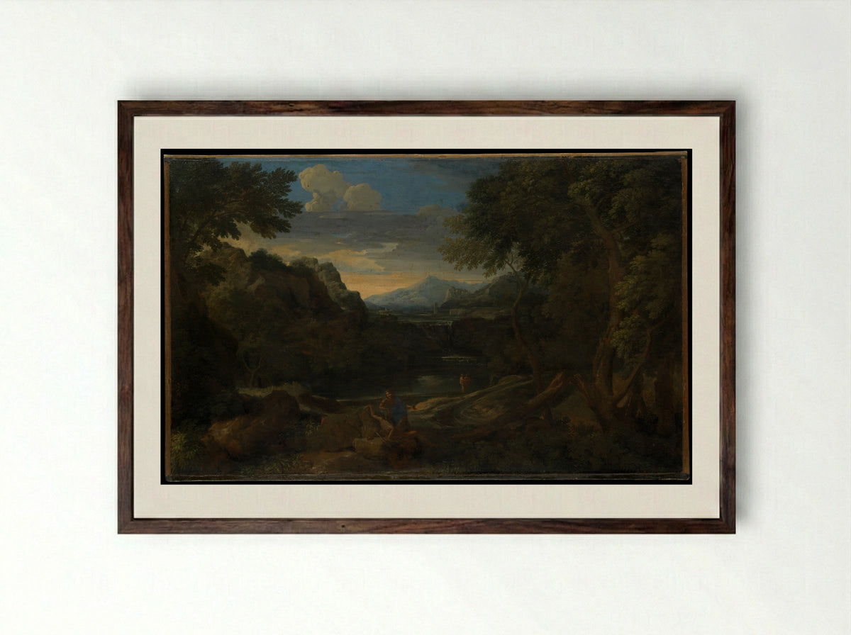 Imaginary Landscape - Gaspard Dughet - Framed Print Dark Wood