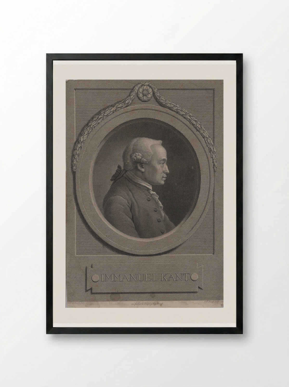 Immanuel Kant - Johann Friedrich Bause - Framed Print Black