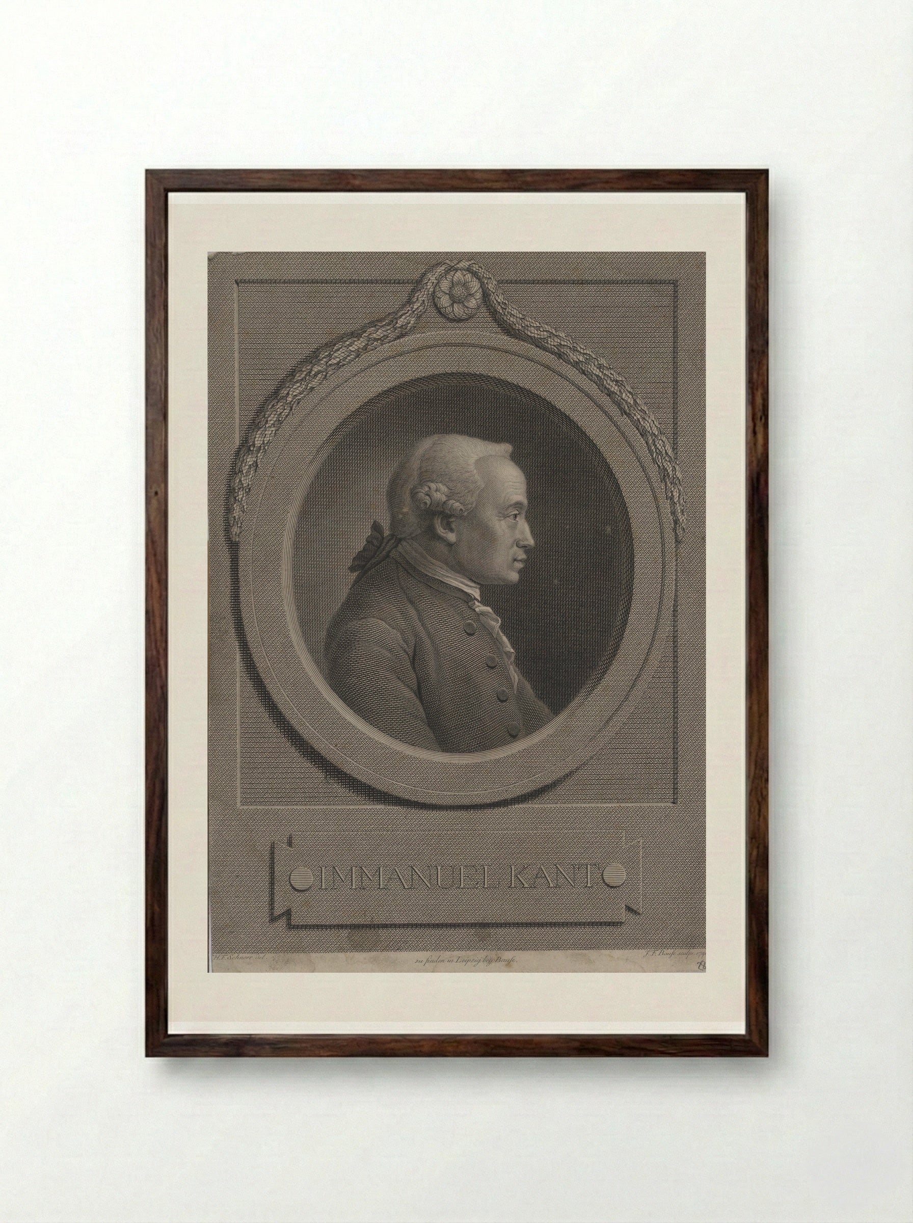 Immanuel Kant - Johann Friedrich Bause - Framed Print Dark Wood