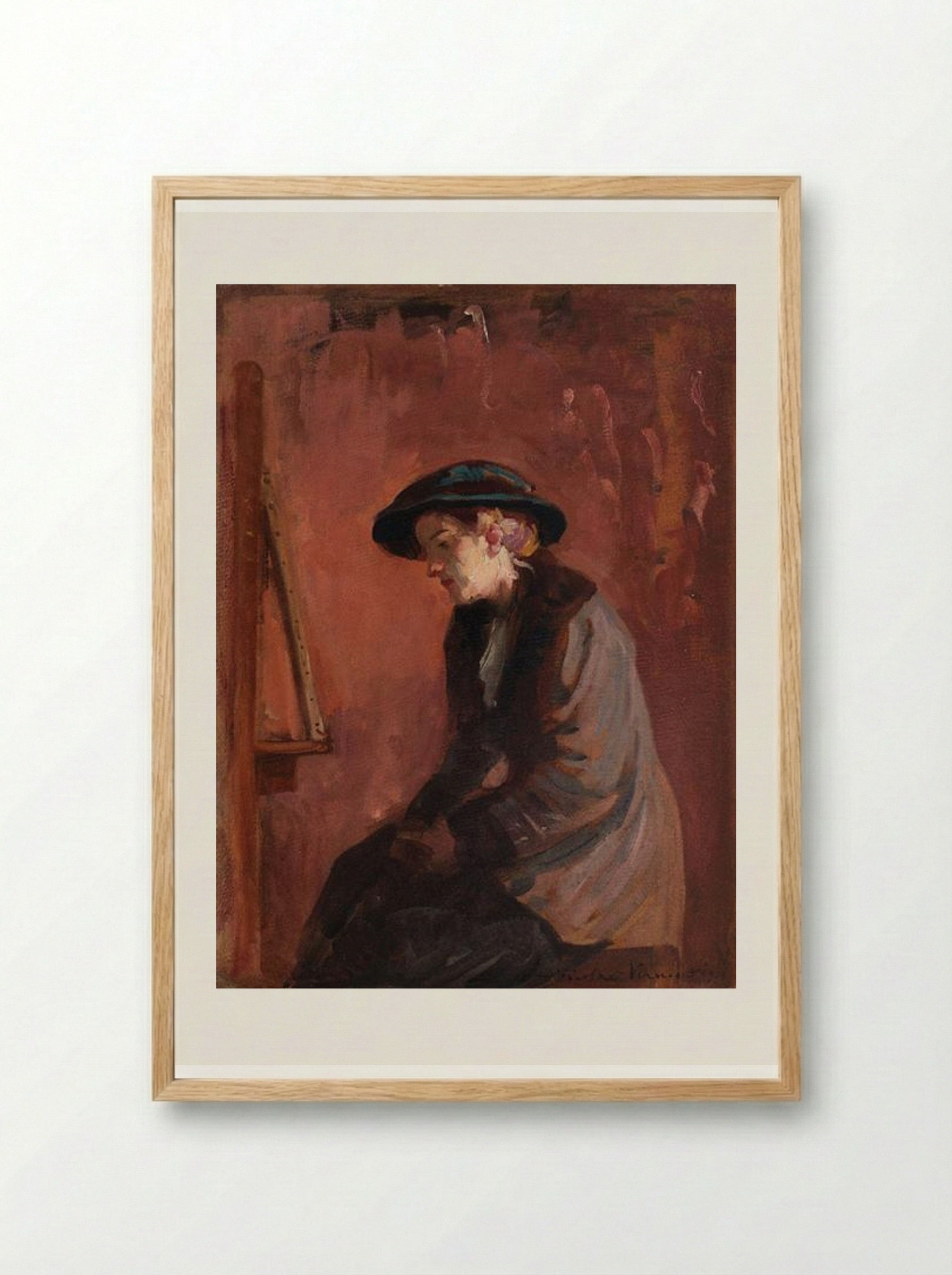 In Front of the Easel - Nicolae Vermont - Framed Print Wood