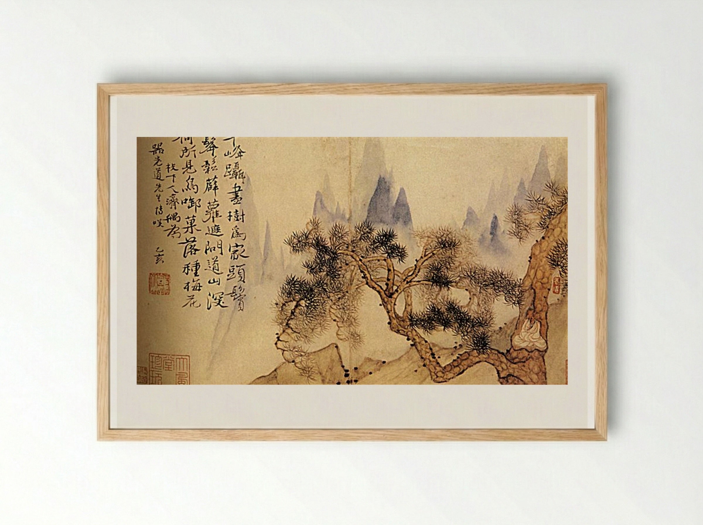 In Meditation, at the Foot of the Mountains - Shitao - Framed Print Wood