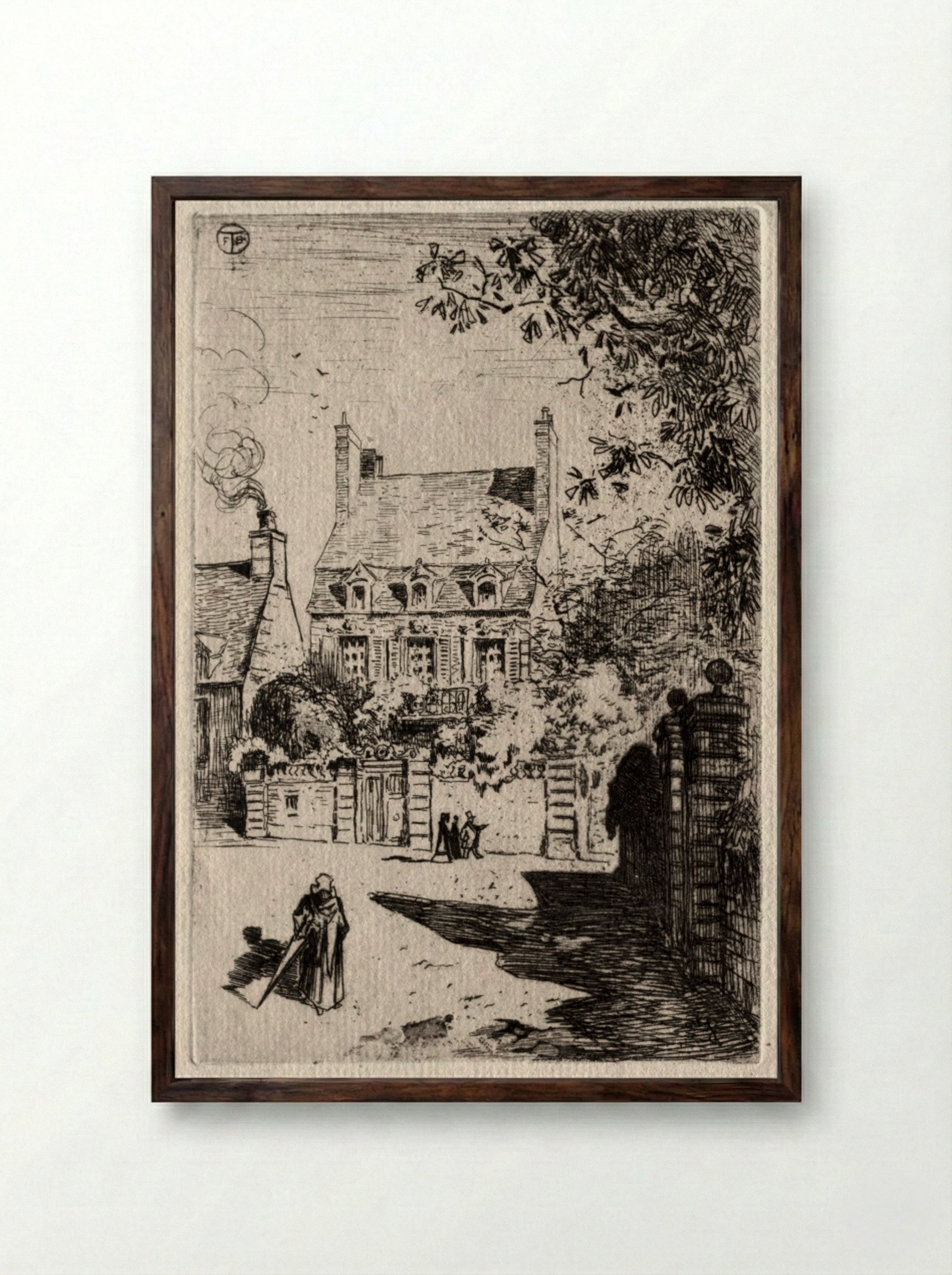 In Province: The House at Orléans - Félix Hilaire Buhot - Framed Print Dark Wood