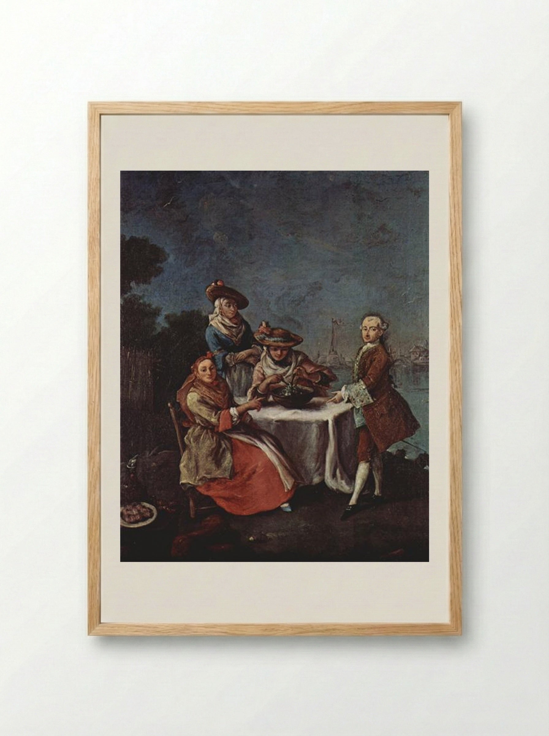In The Vegetable Garden At The River Mouth - Pietro Longhi - Framed Print Wood