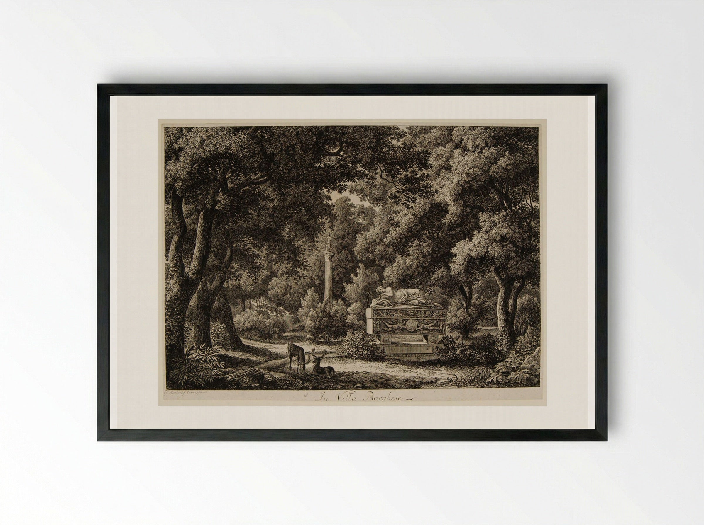 In Villa Borghese - Johann Christian Reinhart - Framed Print Black