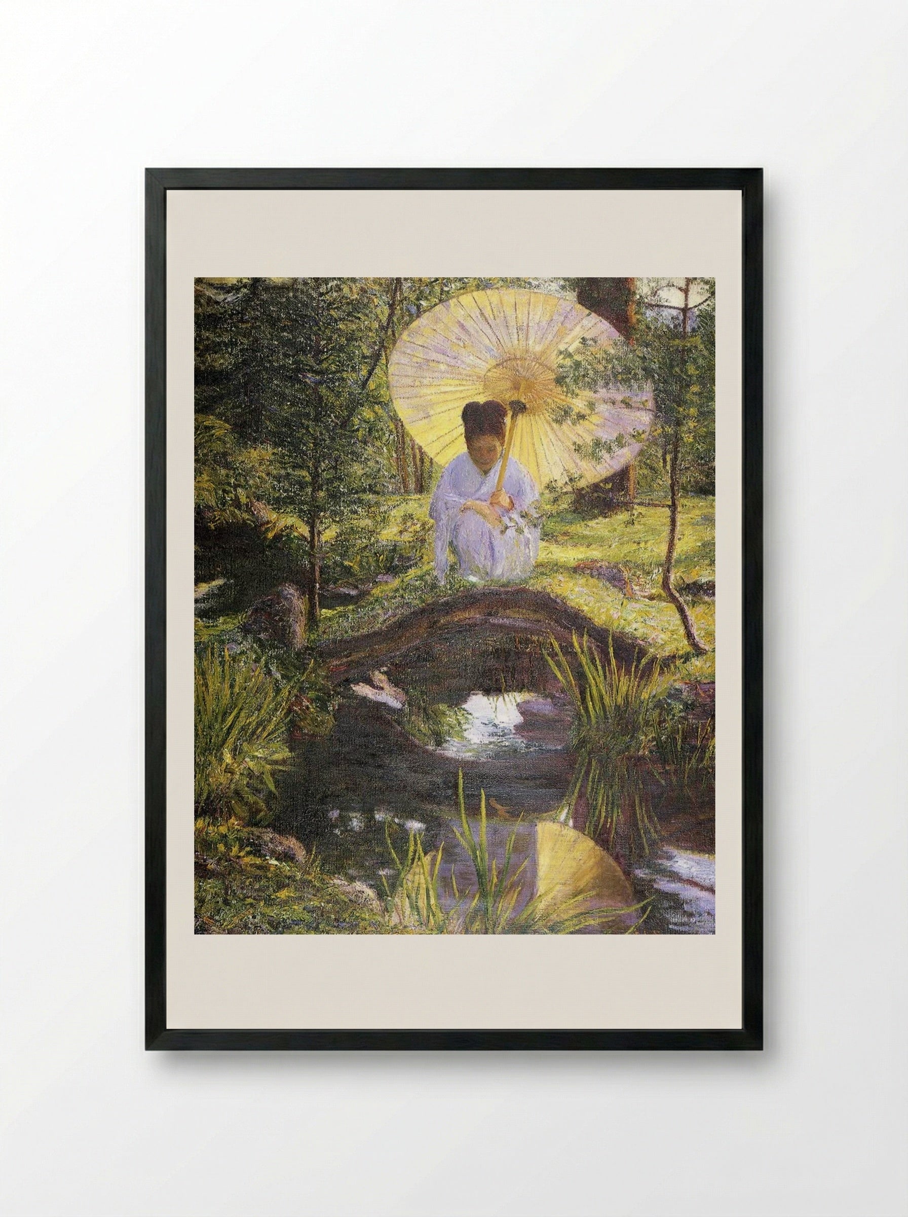 In a Japanese Garden - Lilla Cabot Perry - Framed Print Black