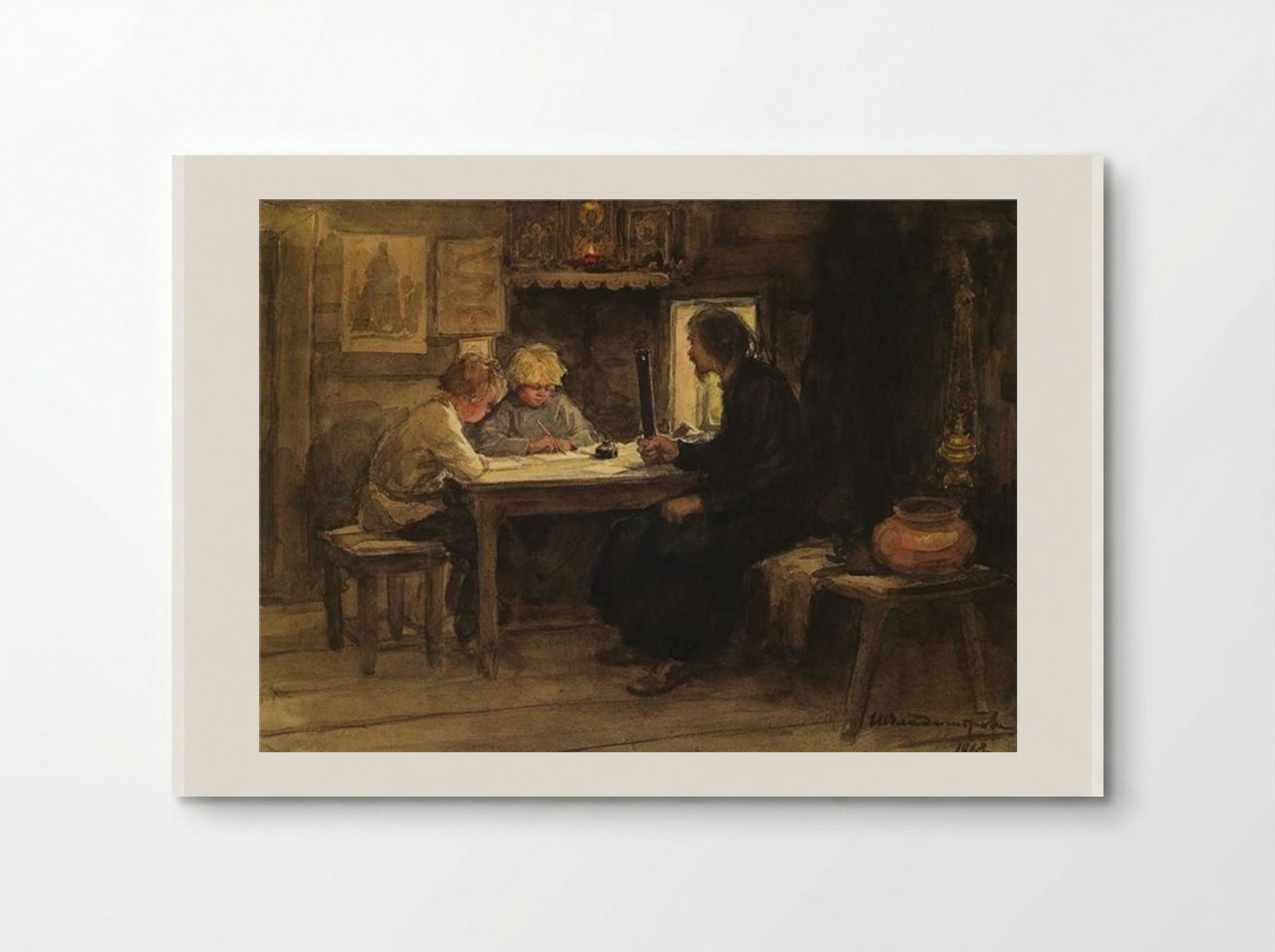 In a Lesson of Credence with the Sexton - Ivan Vladimirov - Poster
