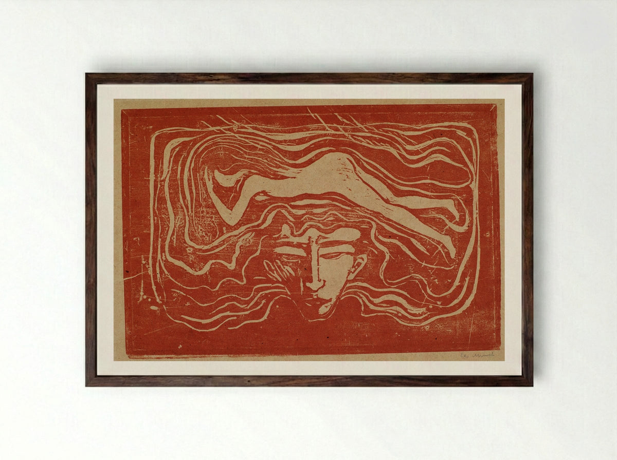 In a Man's Brain - Edvard Munch - Framed Print Dark Wood