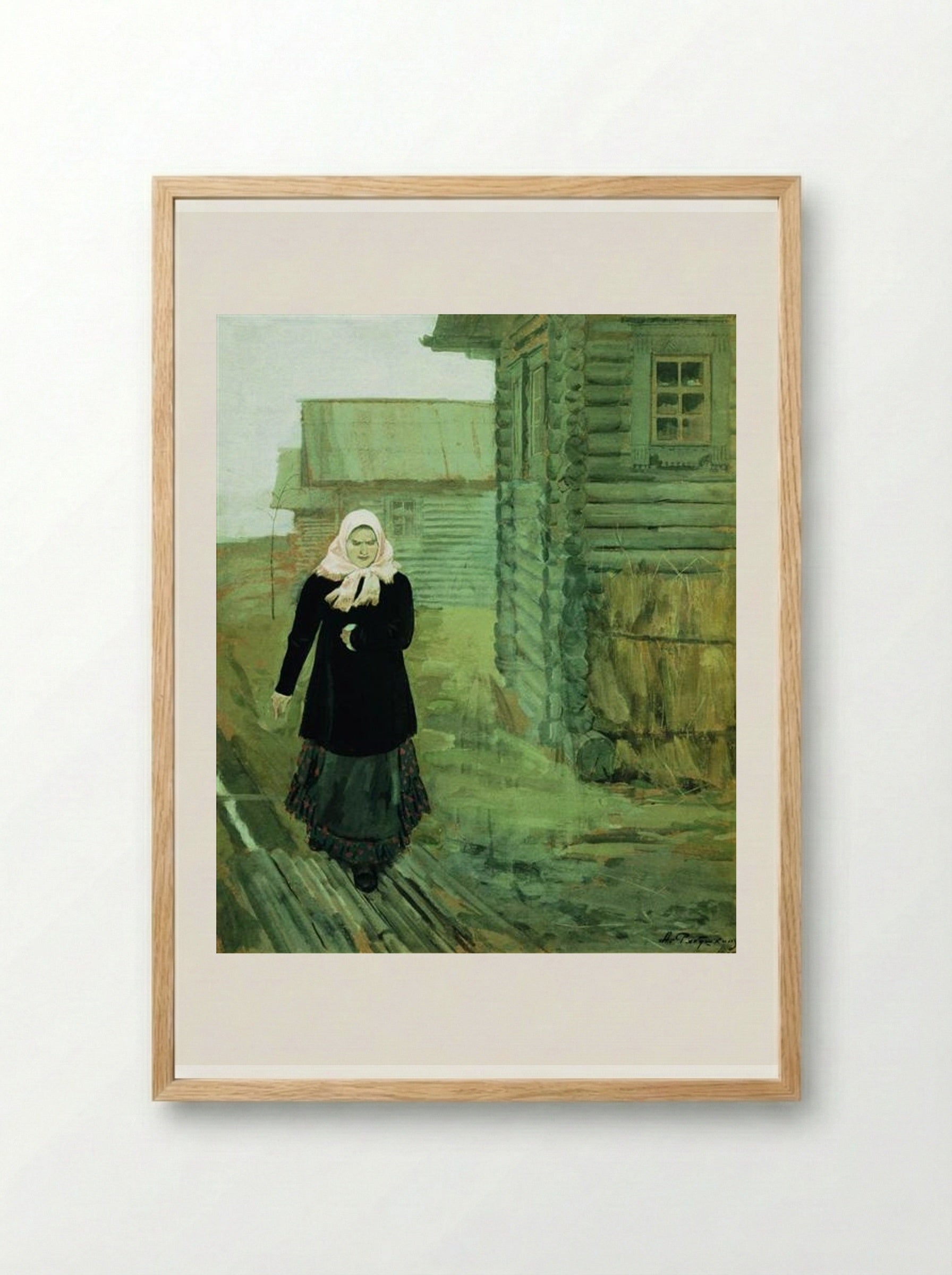 In a Village. Going to Liturgy - Andrei Ryabushkin - Framed Print Wood