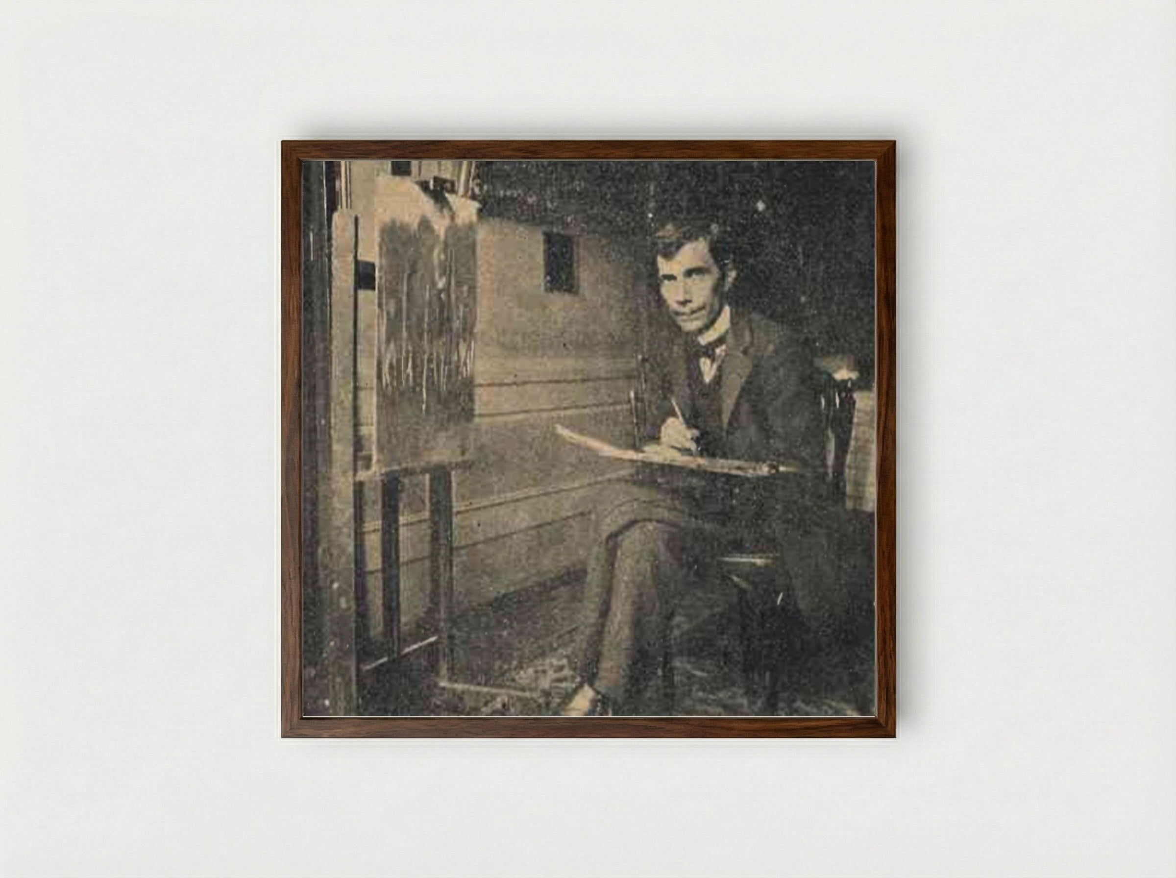 In atelier (Self-Portrait) - Stefan Luchian - Framed Print Dark Wood