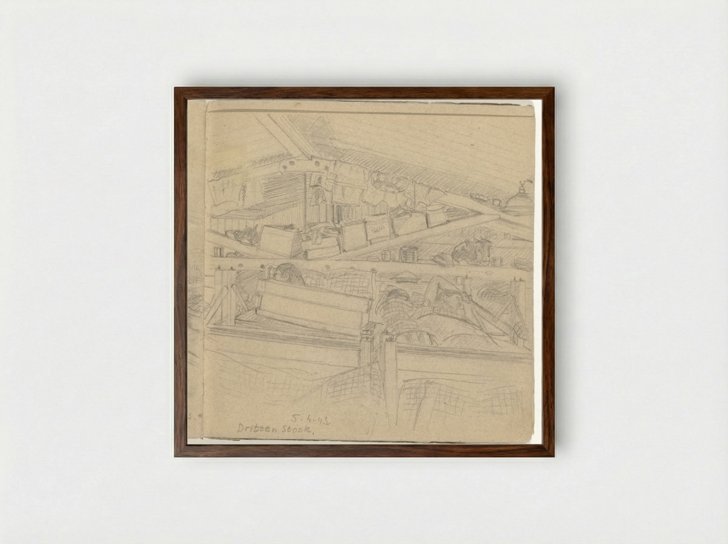 In de barak - To Frank-Stoltz - Framed Print Dark Wood