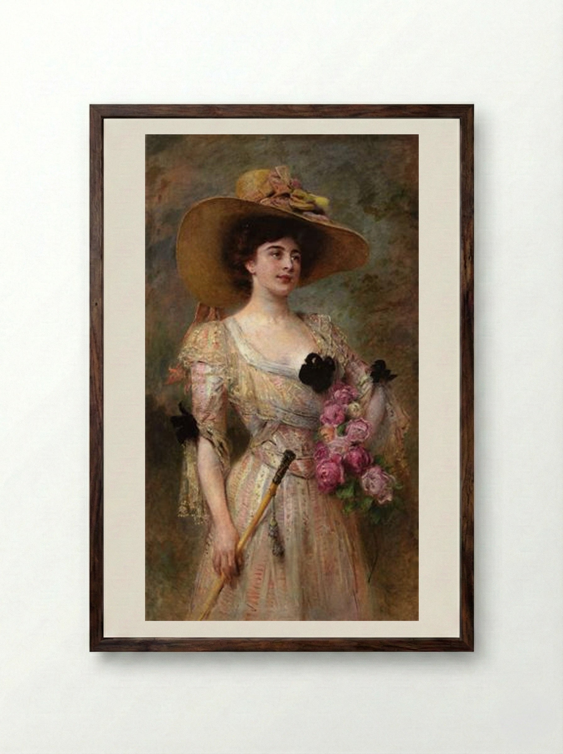 In from a Stroll - Konstantin Makovsky - Framed Print Dark Wood