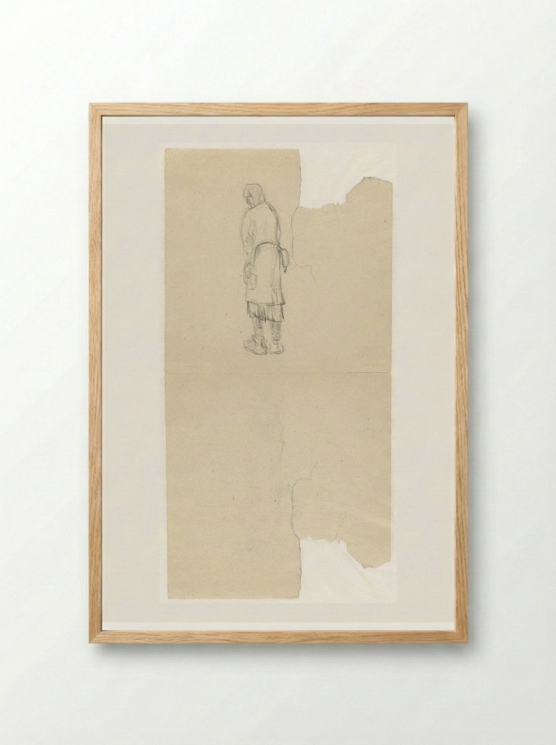 In lompen gehulde vrouw in Ravensbrück - Aat Breur-Hibma - Framed Print Wood