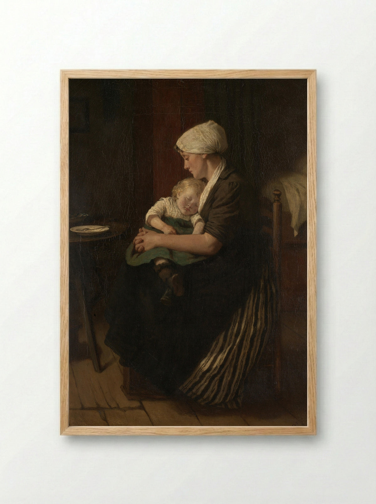 In slaap gesust - David Adolph Constant Artz - Framed Print Wood