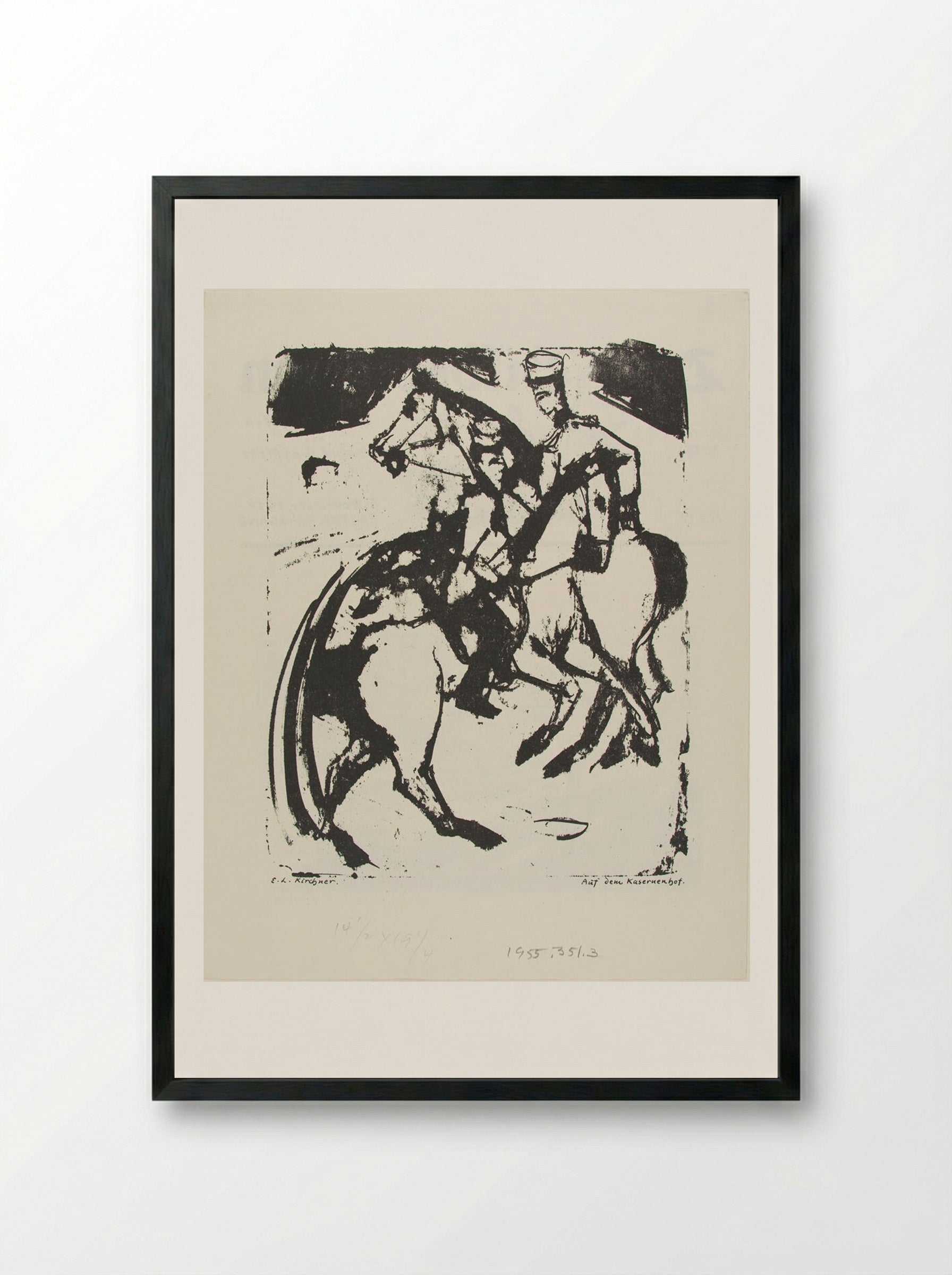 In the Barracks Courtyard - Ernst Ludwig Kirchner - Framed Print Black