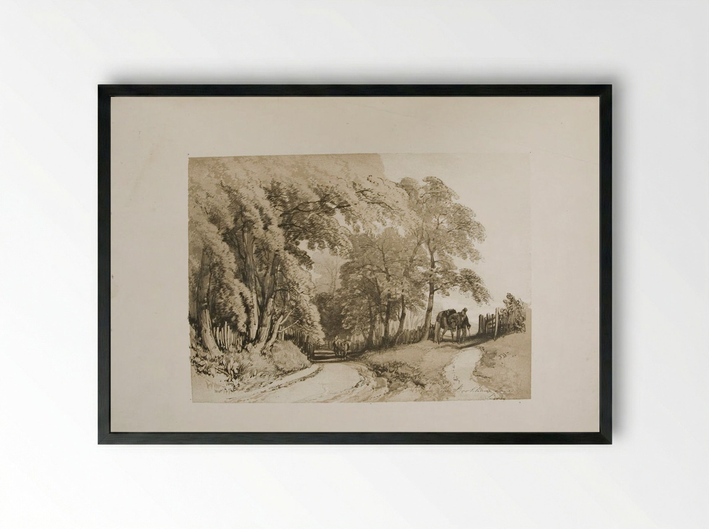 In the Bookham Lane, Surrey - James Duffield Harding - Framed Print Black