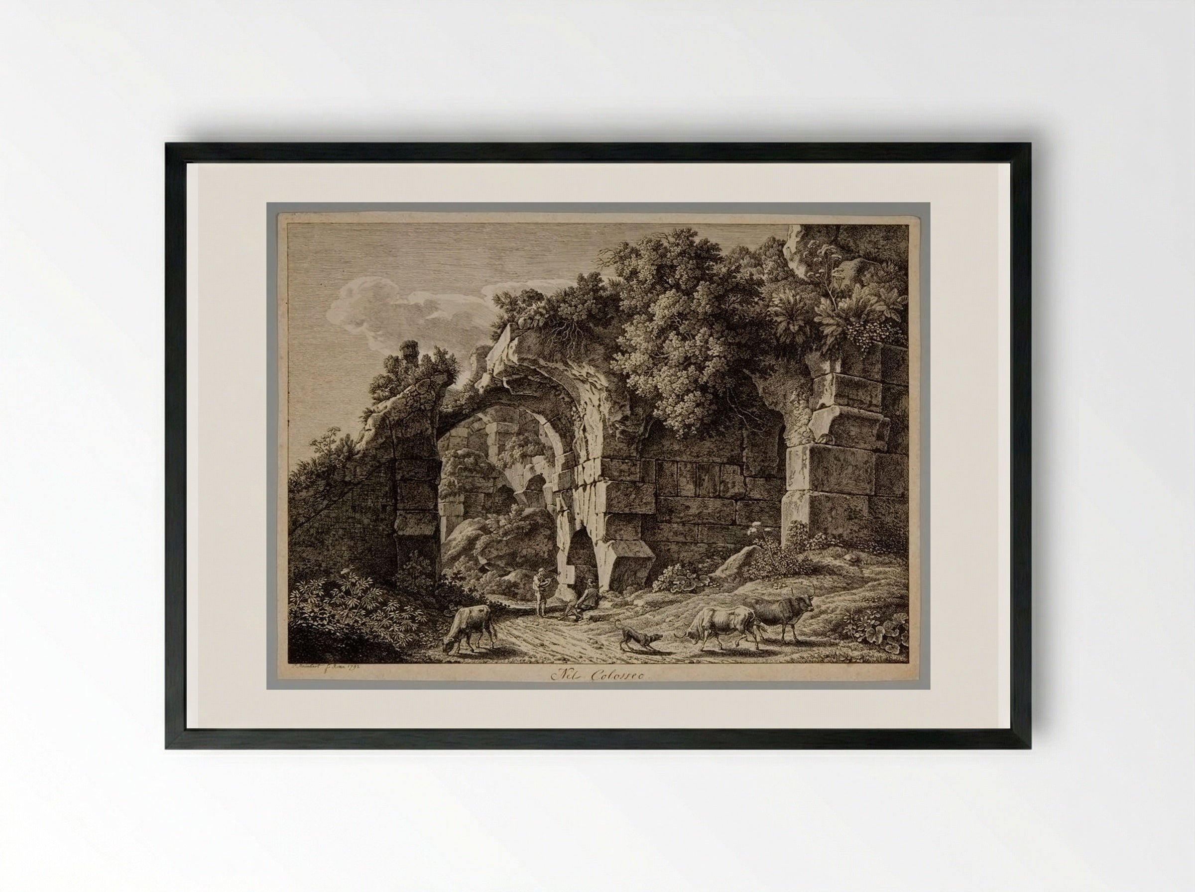 In the Colosseum - Johann Christian Reinhart - Framed Print Black