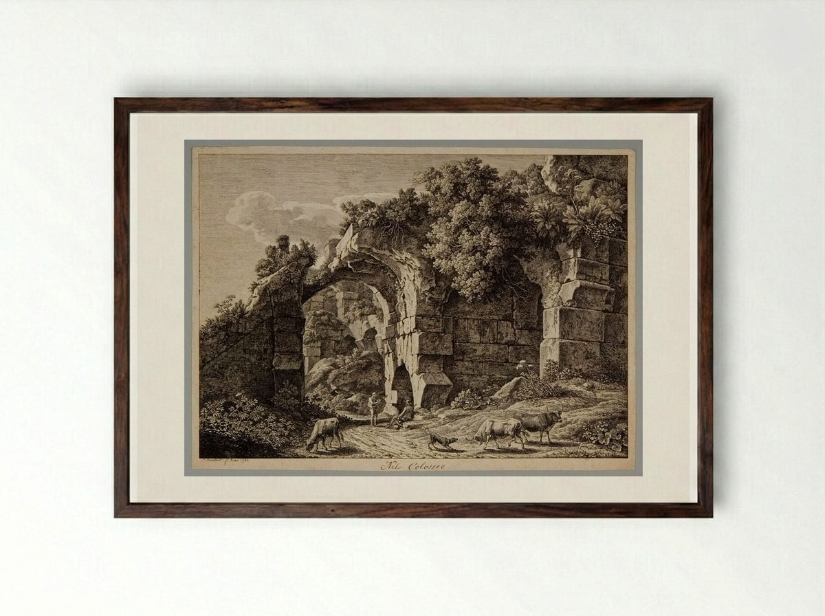 In the Colosseum - Johann Christian Reinhart - Framed Print Dark Wood