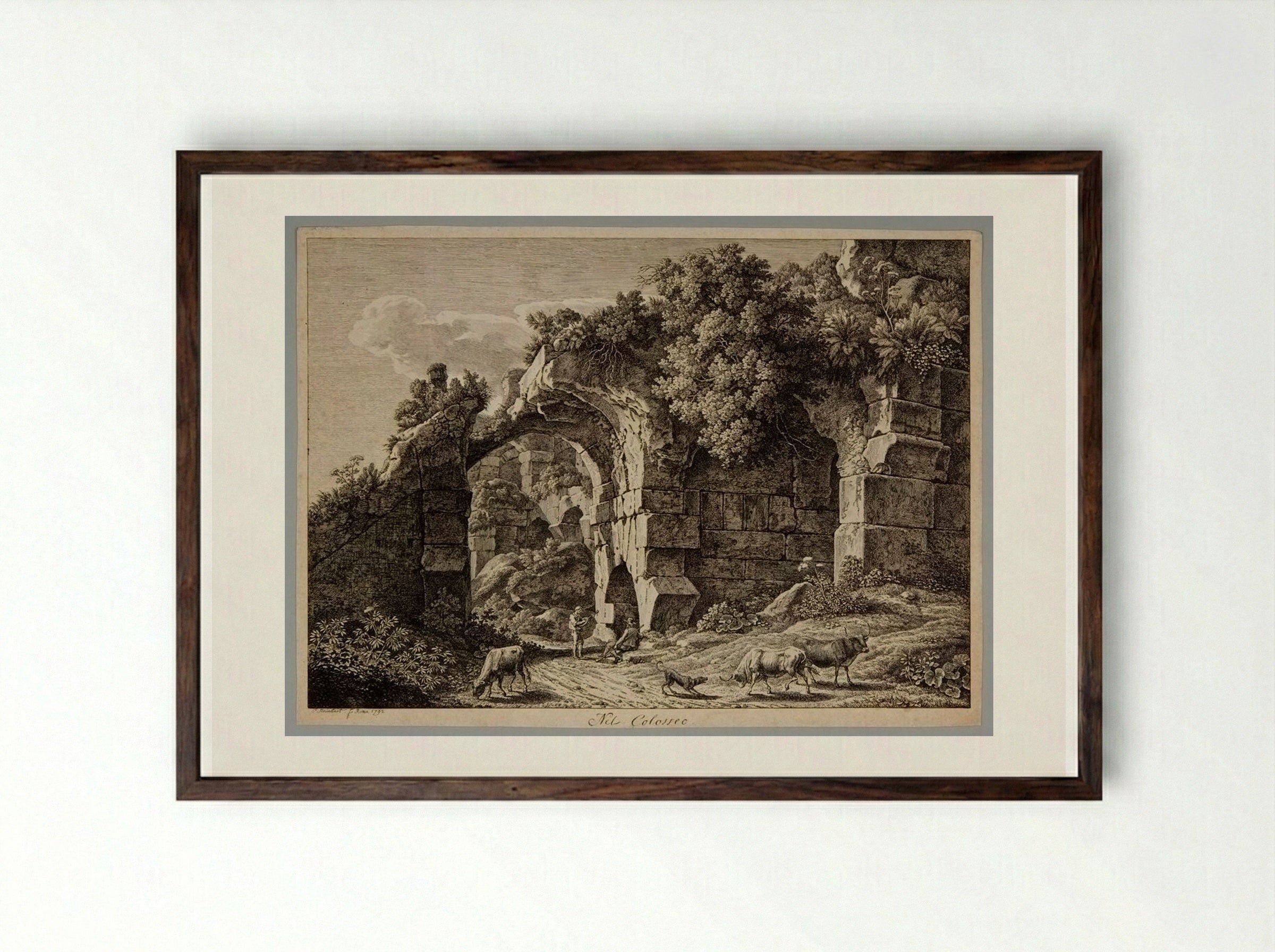 In the Colosseum - Johann Christian Reinhart - Framed Print Dark Wood