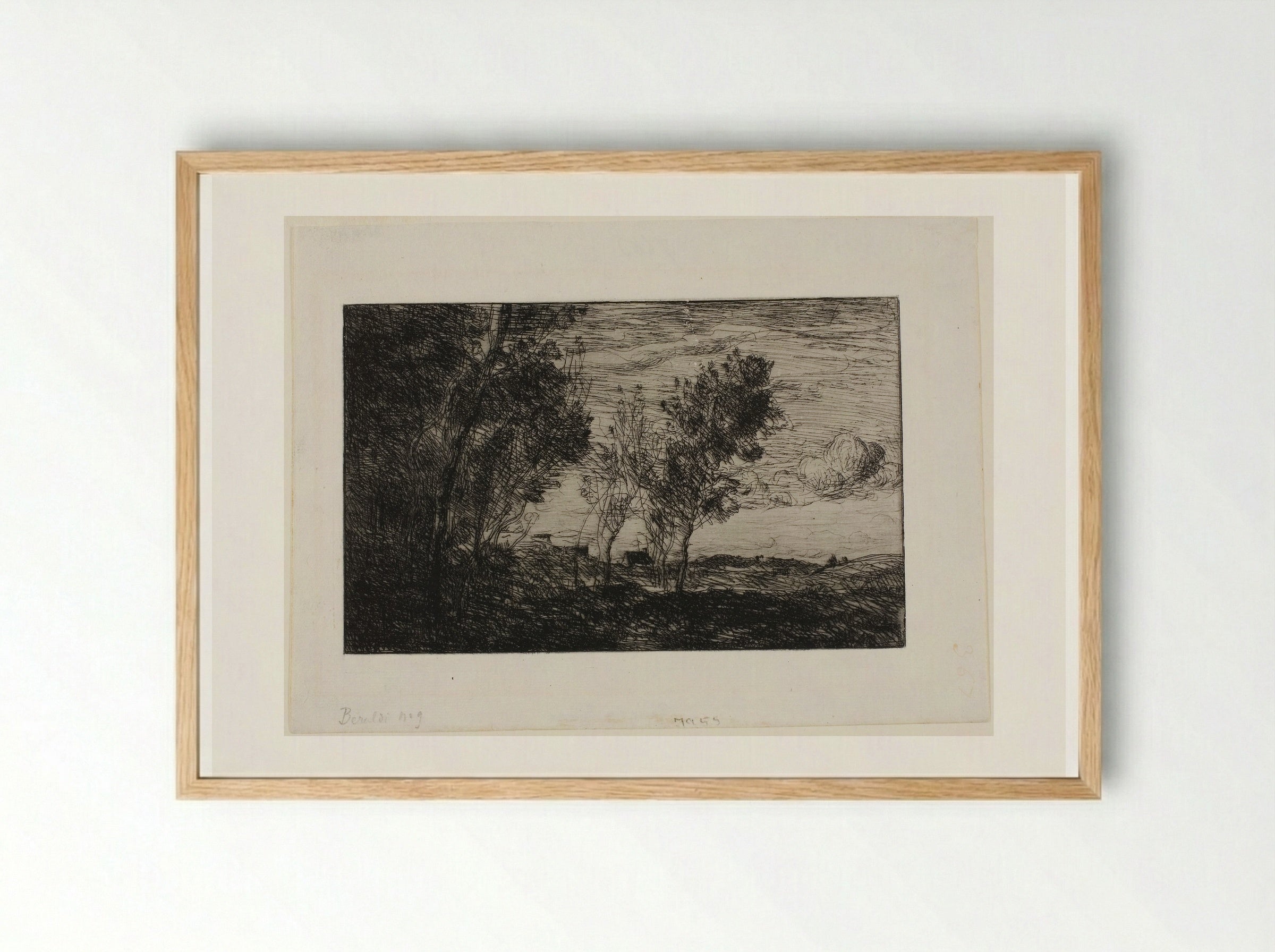 In the Dunes: Souvenir of the Woods of The Hague - Jean-Baptiste-Camille Corot - Framed Print Wood