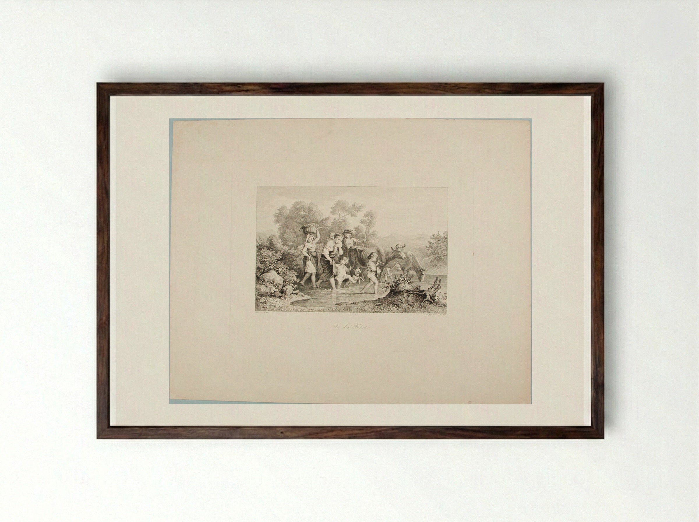 In the Ford - Adrian Ludwig Richter - Framed Print Dark Wood