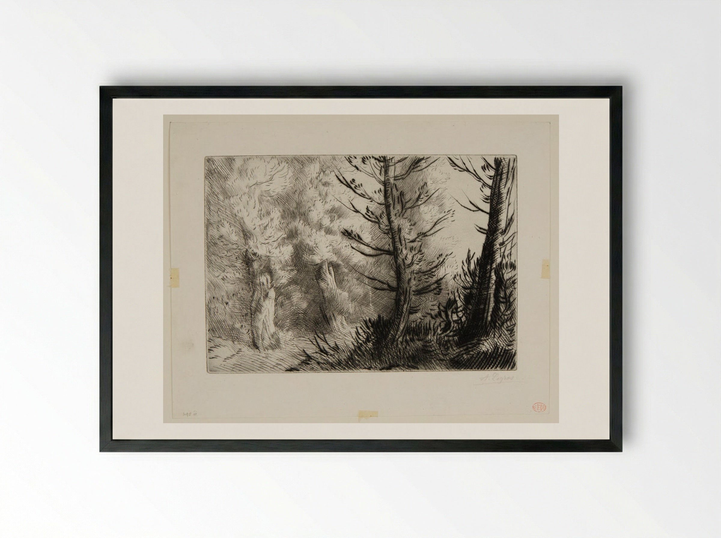 In the Forest of Fontainebleau - Alphonse Legros - Framed Print Black