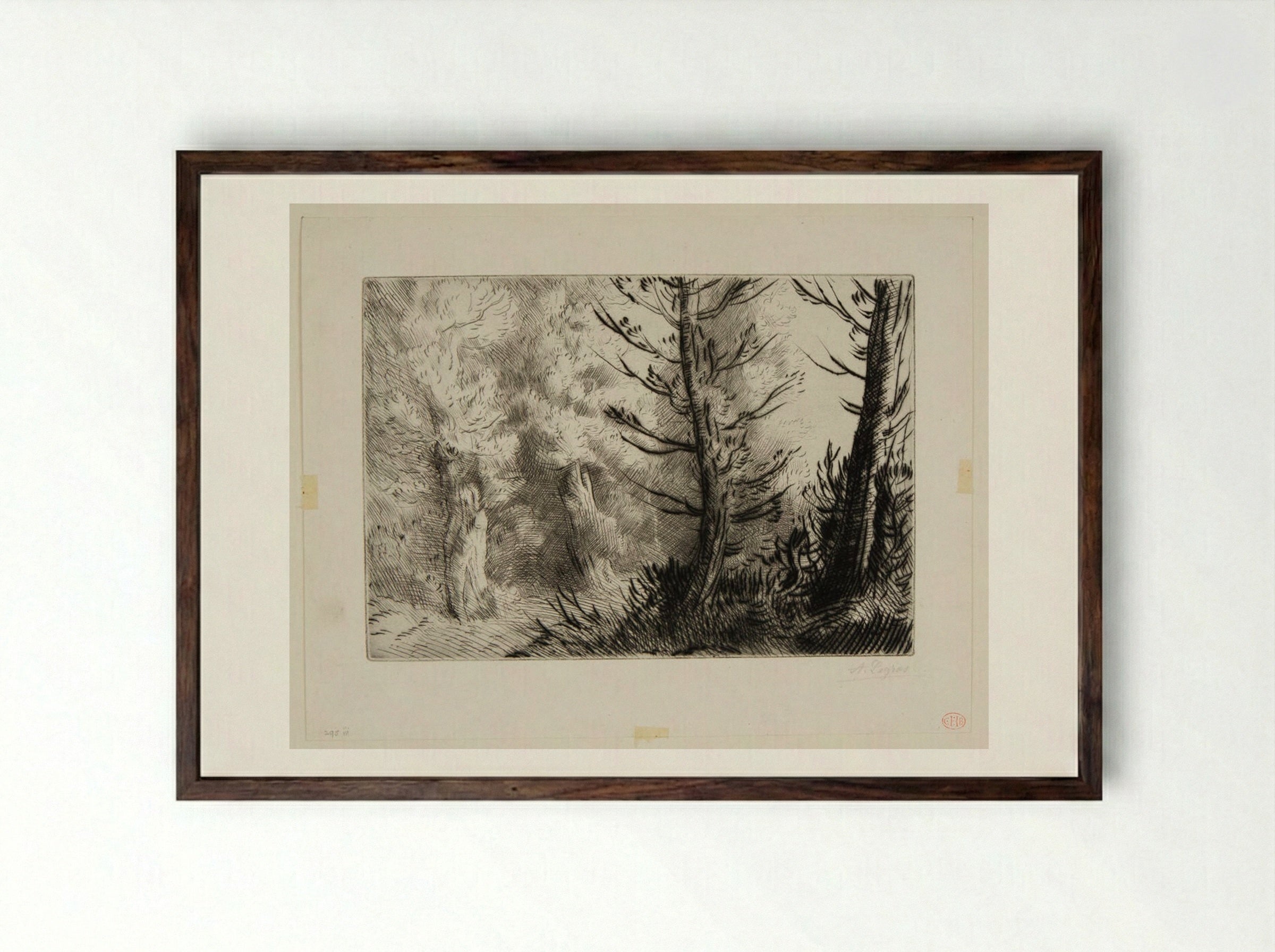 In the Forest of Fontainebleau - Alphonse Legros - Framed Print Dark Wood