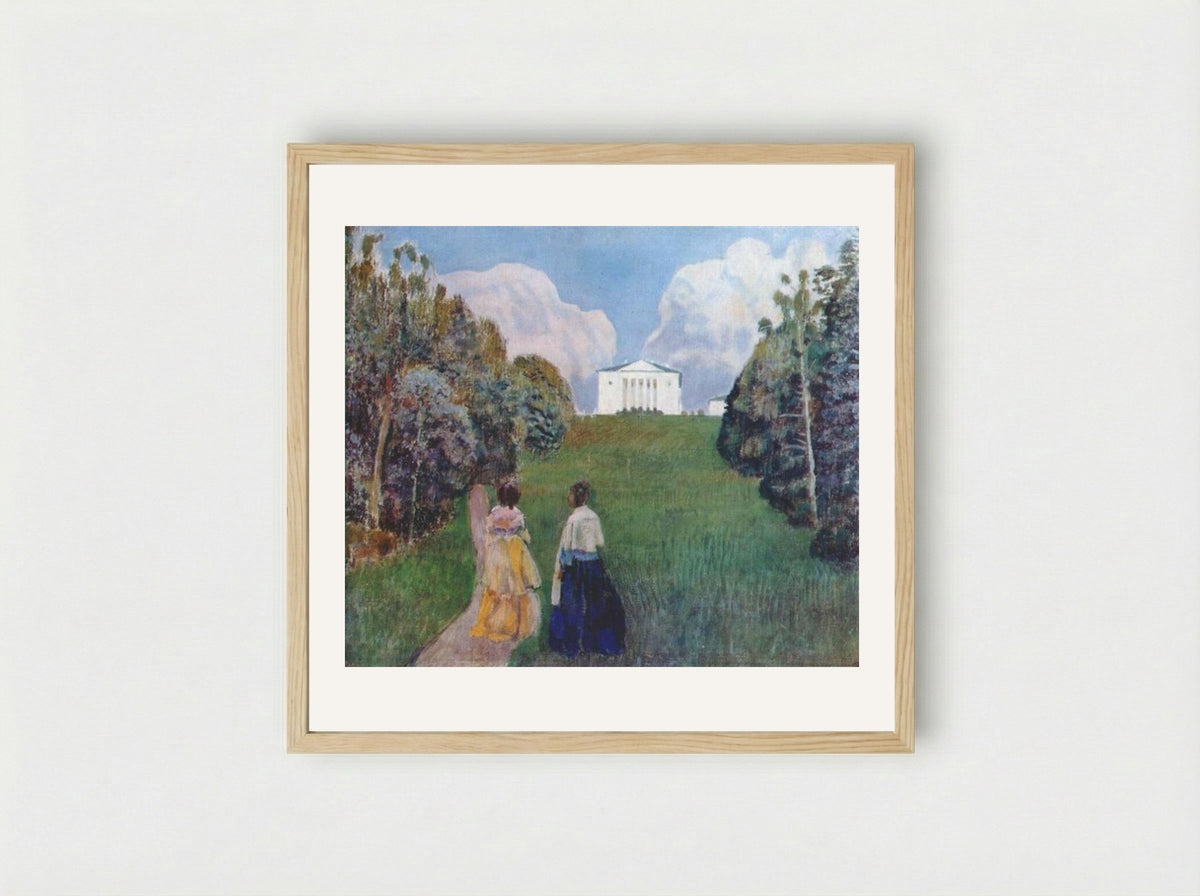 In the Light of the Setting Sun - Victor Borisov-Musatov - Framed Print Wood