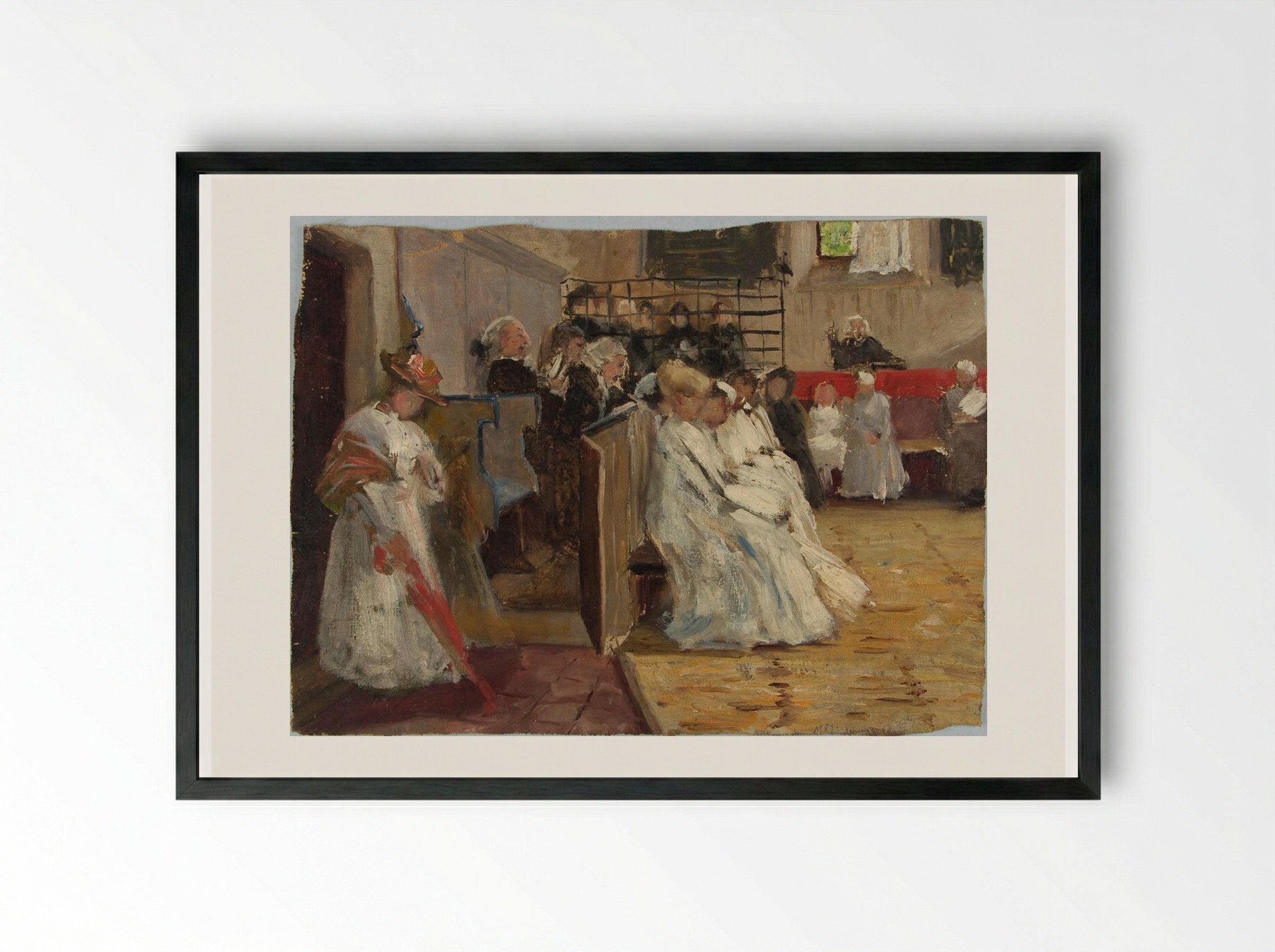 In the Meeting House - William Valentine Schevill - Framed Print Black