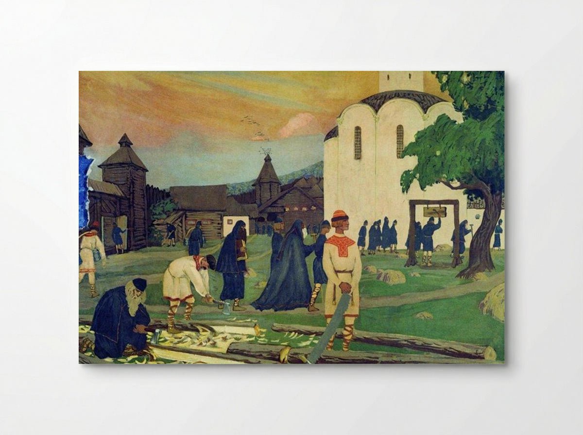 In the Monastery - Boris Kustodiev - Poster