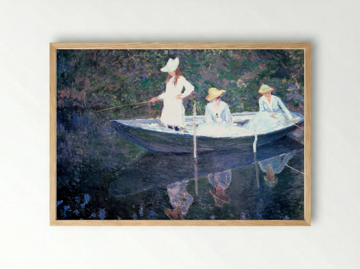 In the Norvegienne Boat at Giverny - Claude Monet - Framed Print Wood