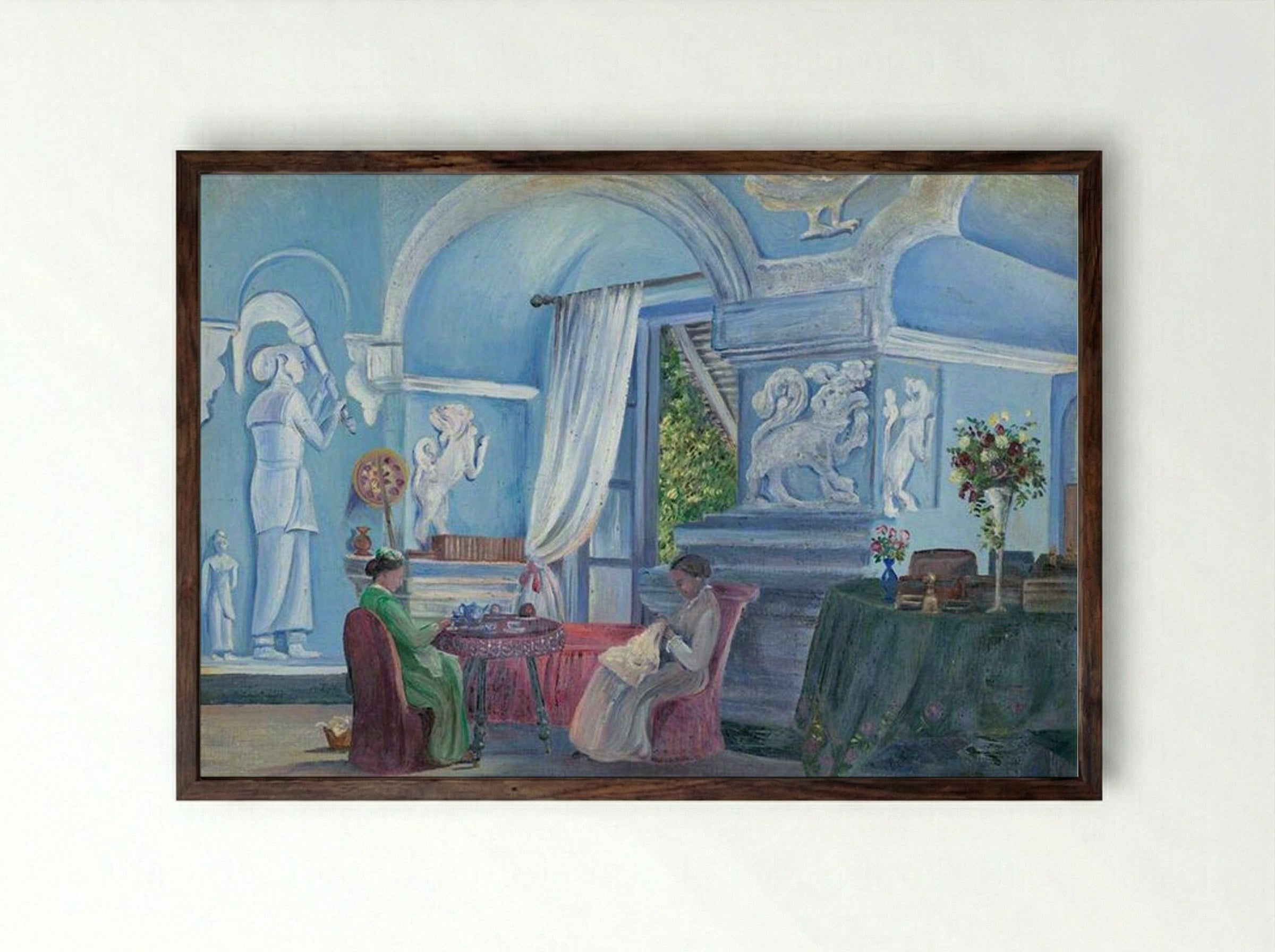 In the Old Palace, Kandy, Ceylon - Marianne North - Framed Print Dark Wood
