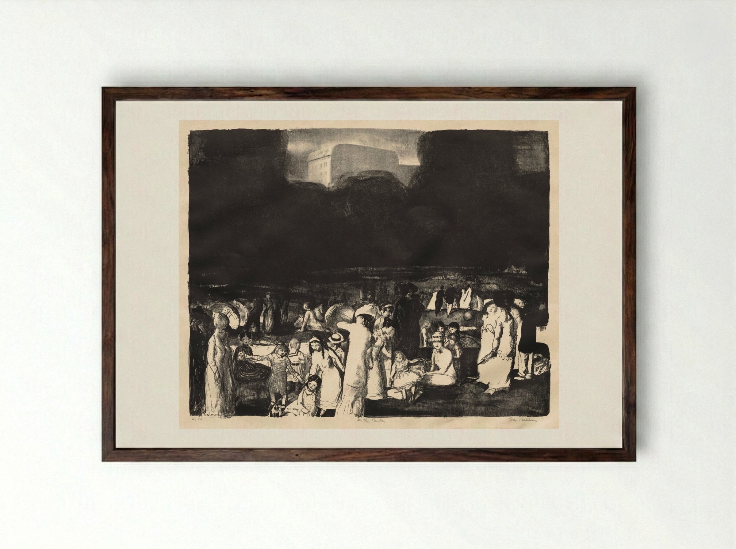 In the Park, Dark - George Bellows - Framed Print Dark Wood