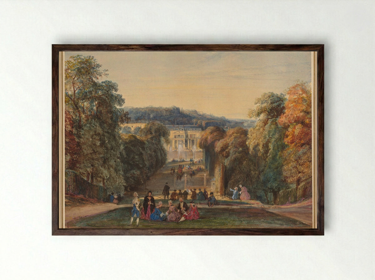 In the Park of Saint Cloud - Constant Troyon - Framed Print Dark Wood