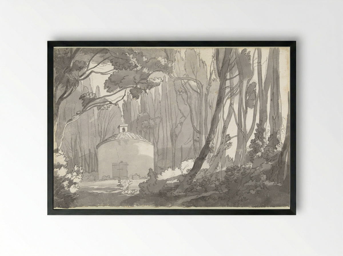 In the Park of the Villa Mondragone, Frascati - Francis Towne - Framed Print Black