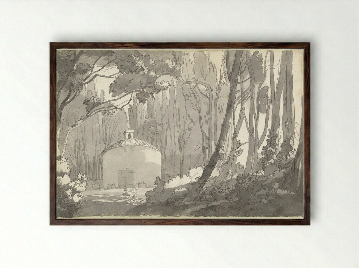 In the Park of the Villa Mondragone, Frascati - Francis Towne - Framed Print Dark Wood