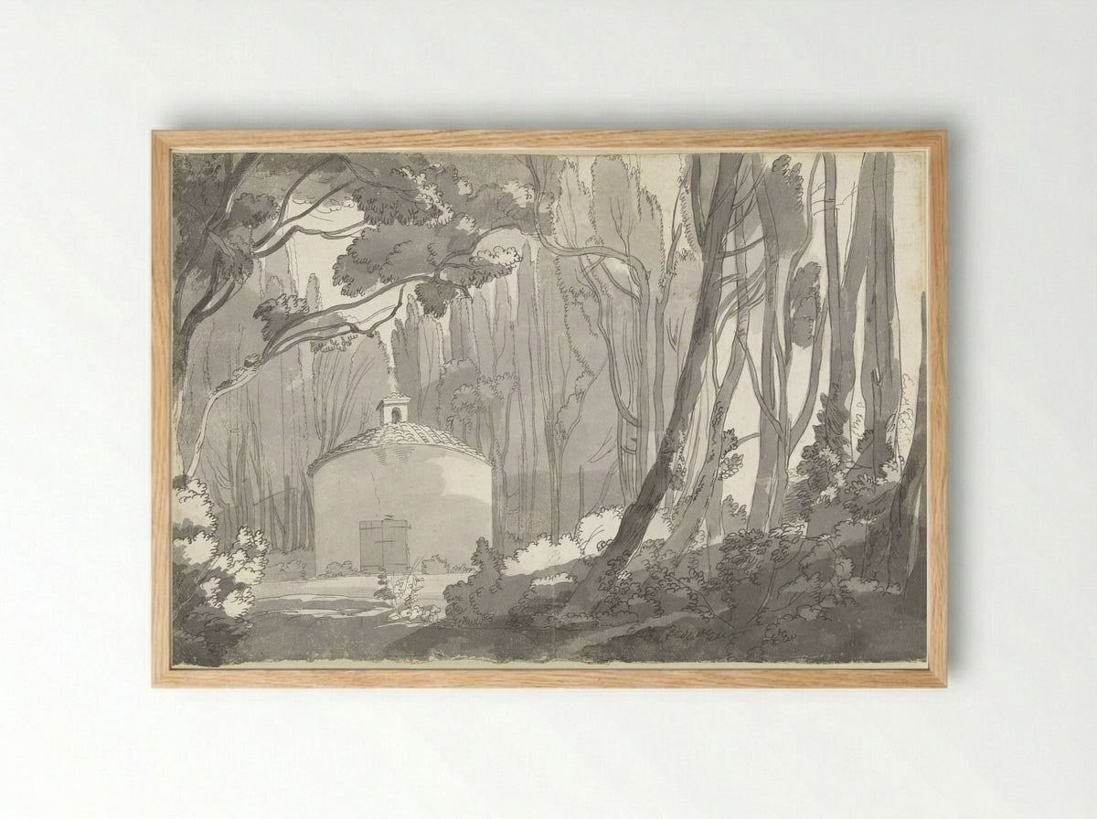 In the Park of the Villa Mondragone, Frascati - Francis Towne - Framed Print Wood