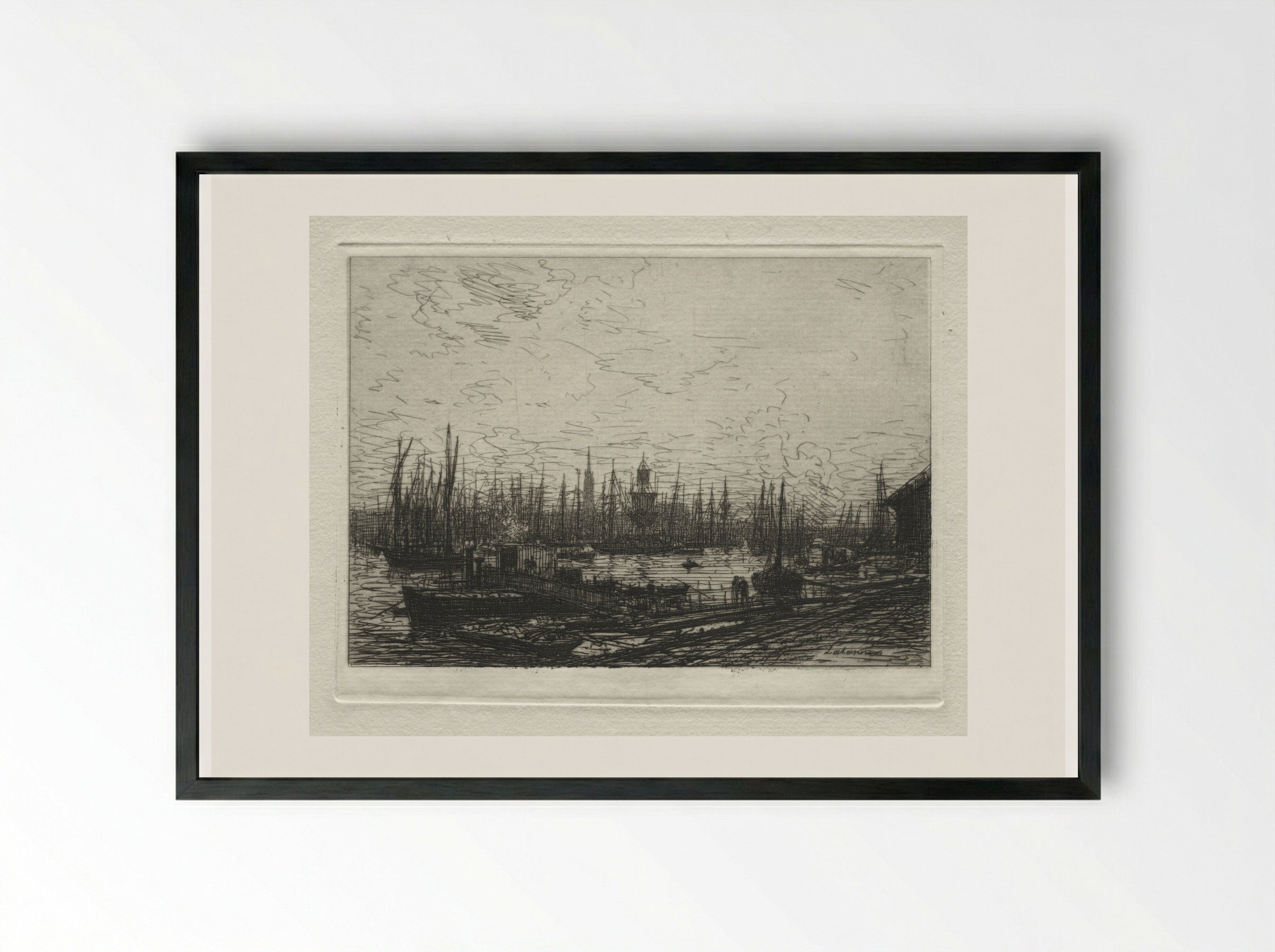 In the Port of Bordeaux - Maxime Lalanne - Framed Print Black