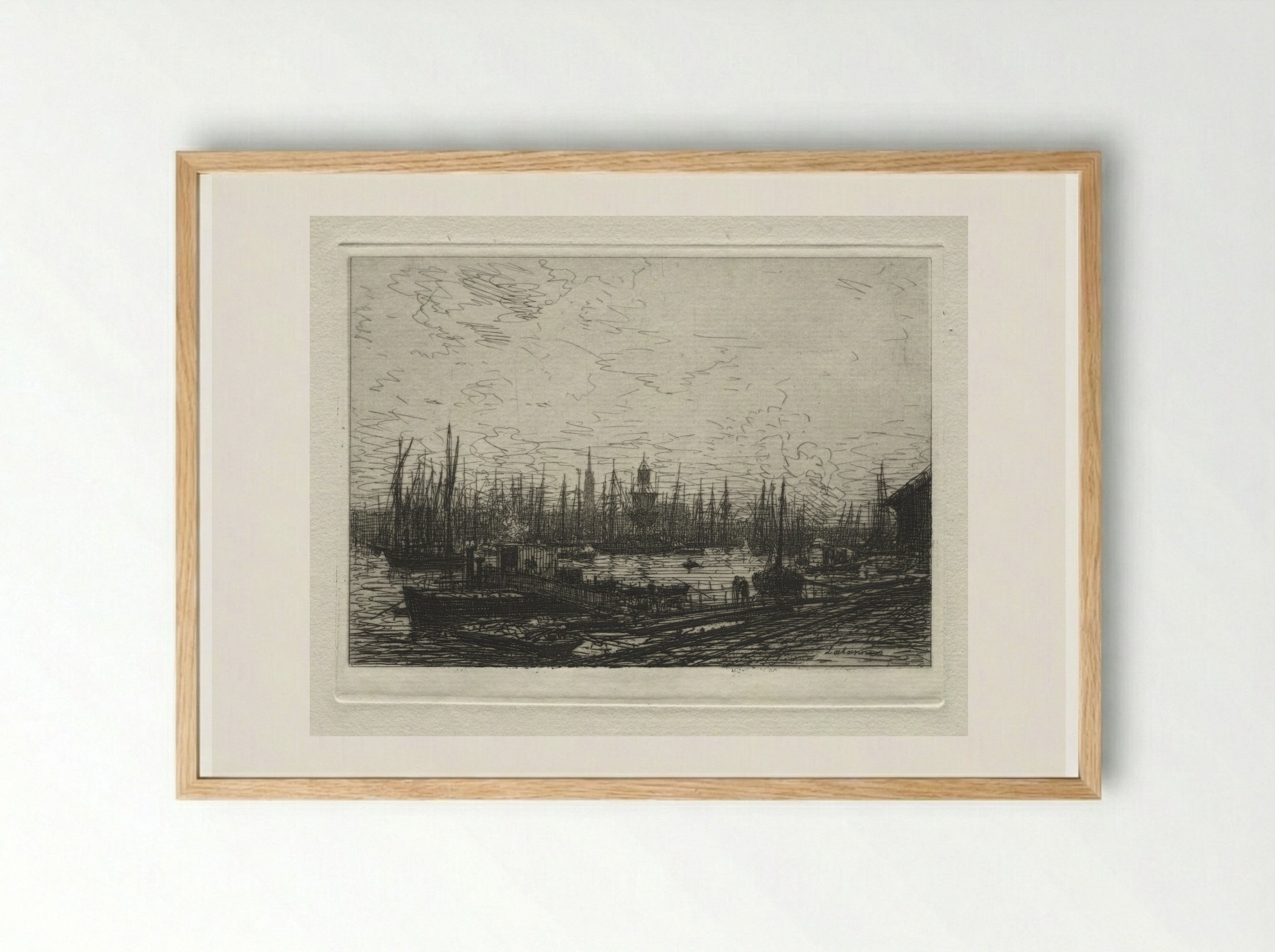 In the Port of Bordeaux - Maxime Lalanne - Framed Print Wood